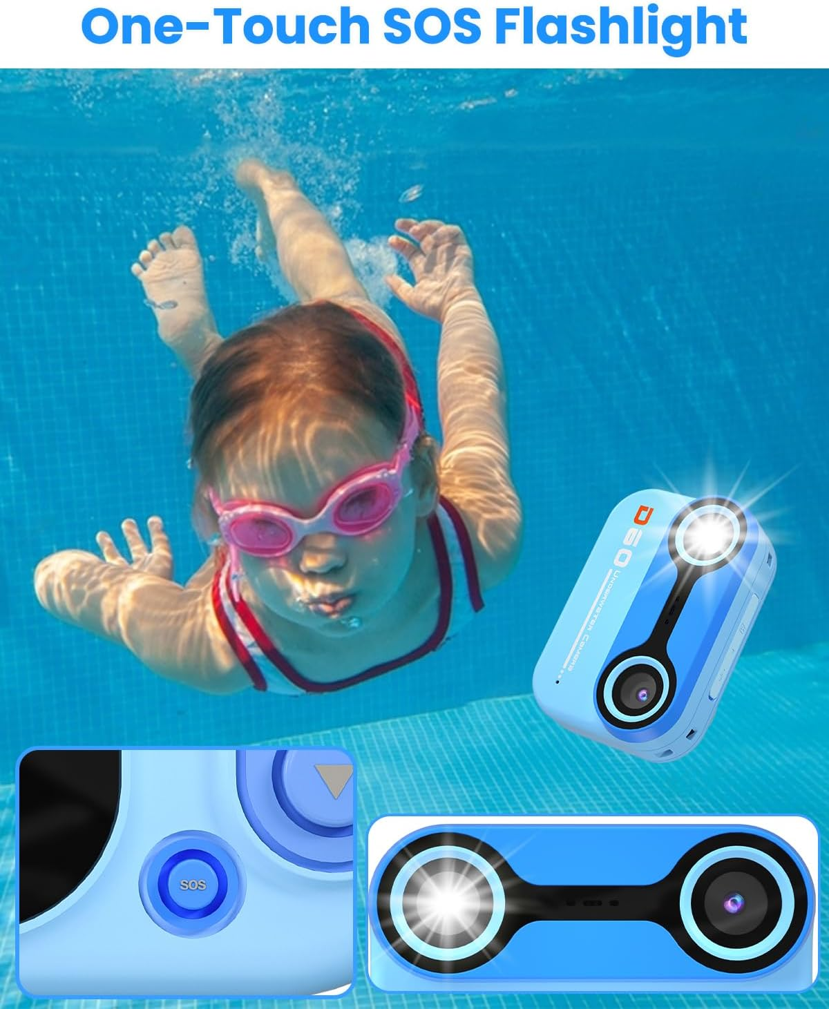 10FT Underwater Camera for Kids, Kids Waterproof Camera, 1080P Video Camera for Snorkeling, Christmas Birthday Gifts Pool Toys for Boys Girls Ages 4-12, Toddler Digital Action Camera with 32GB Card