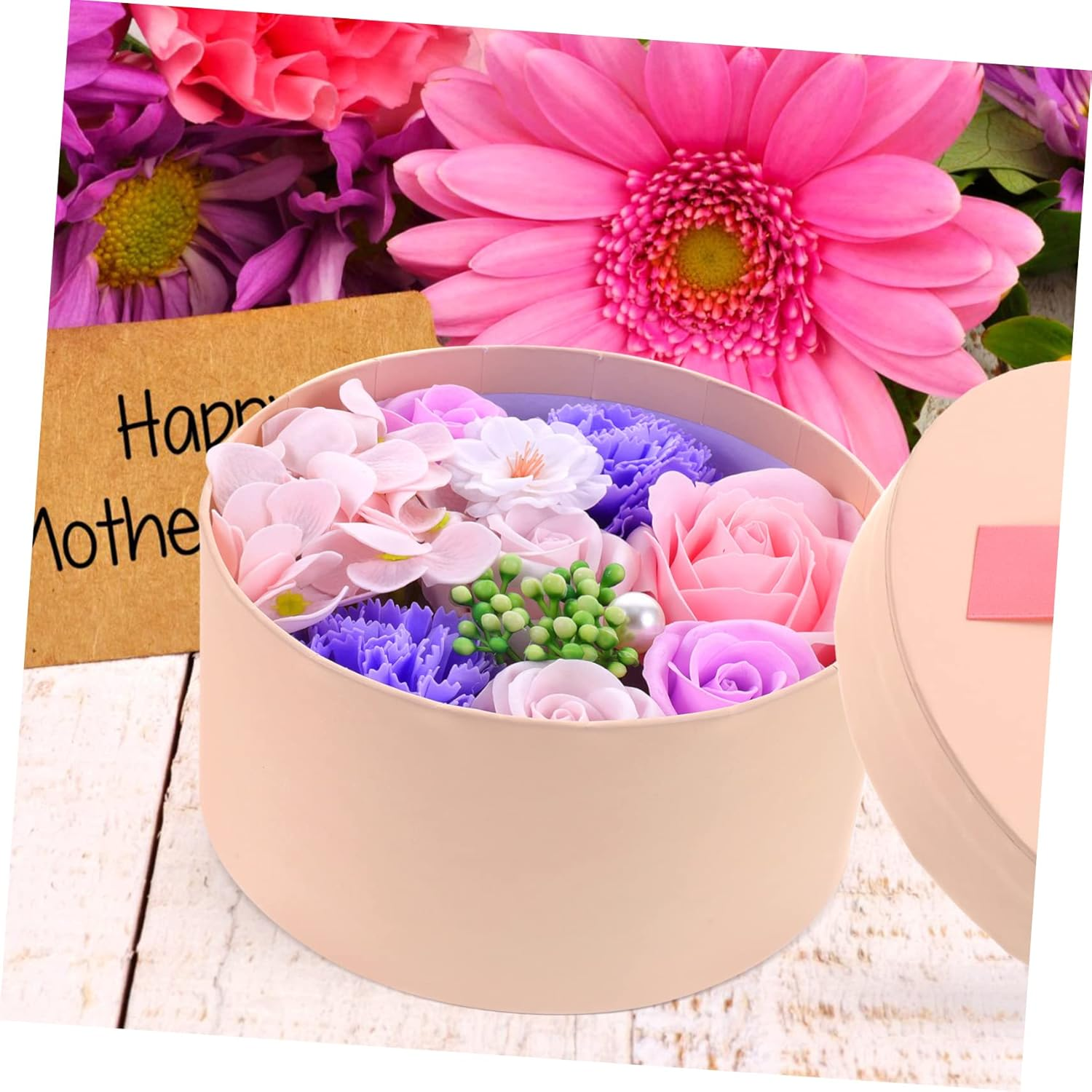 Healeved Soap Flower Ornament Fake Floral Soap for Mother'S Day Elegant Present Set - Pink image number 3