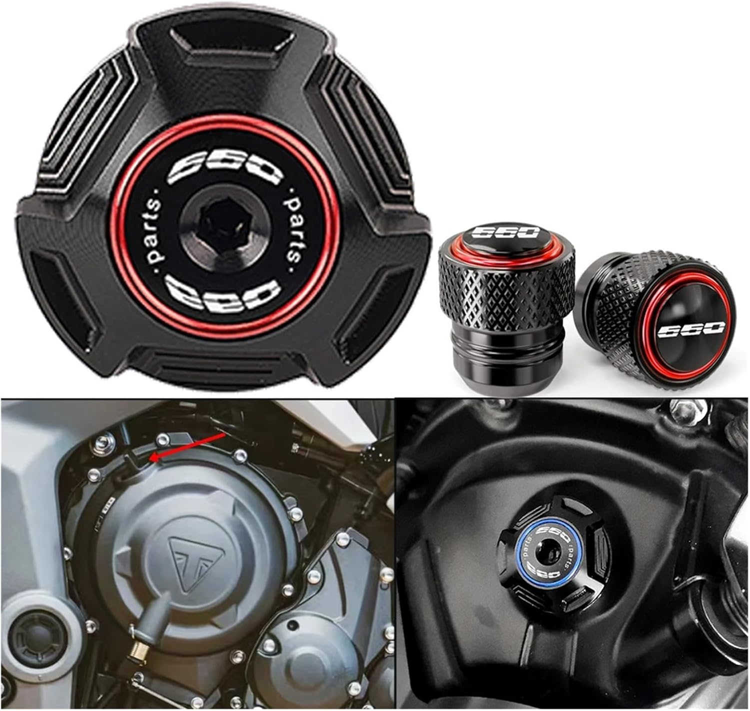 660 2024-2025 Trident Tiger Sport Speed Triple R/S Motorcycle Accessories Engine Oil Filler Cap(A Set Blue) image number 2