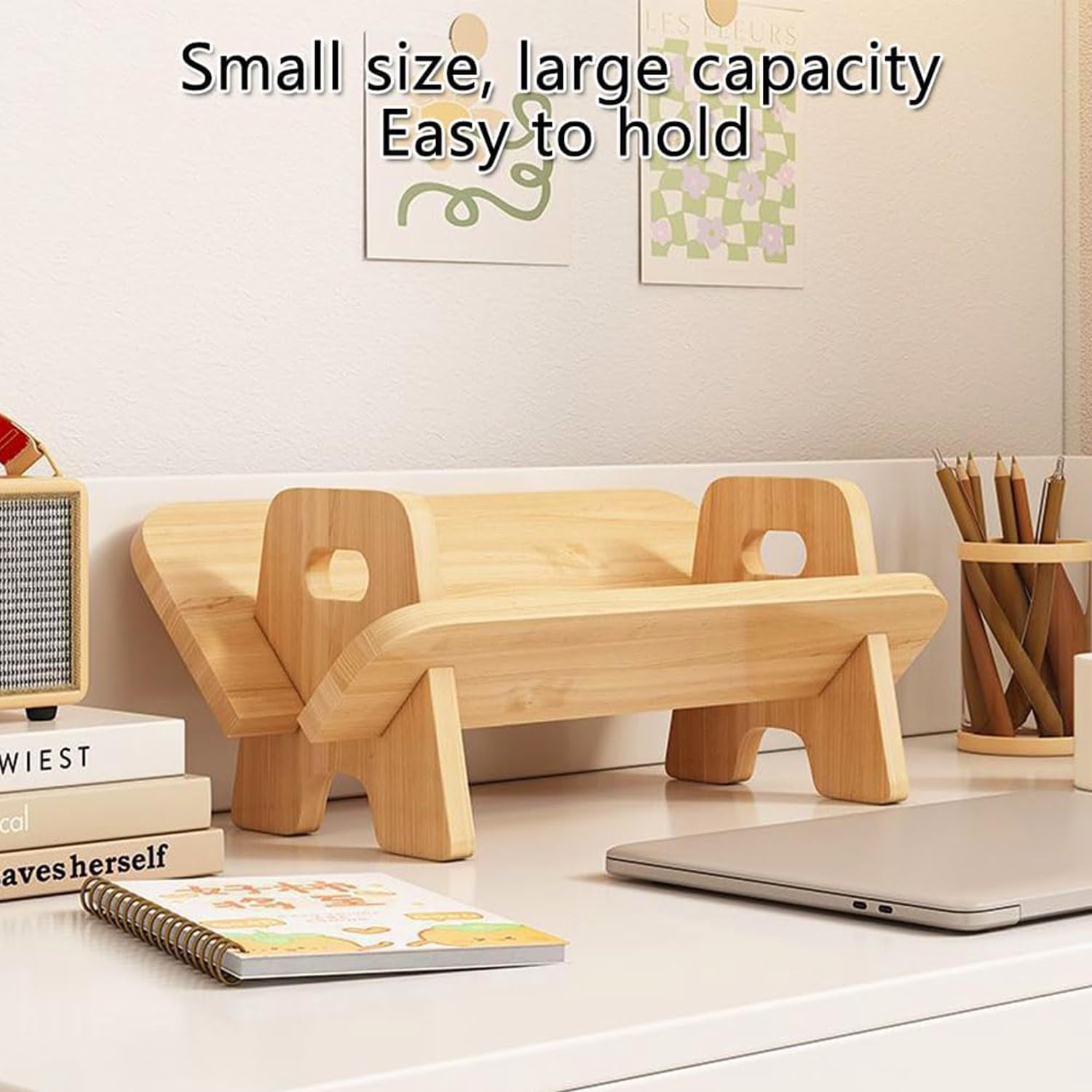 Solid Wood Minimalist Desk Bookshelf, Small Wood Tilting Bookshelf, Desk Organizer Bookstand, Smooth Display Bookshelves, Wear-Resistant Small Bookstand Storage Rack for Bedroom Offices image number 4