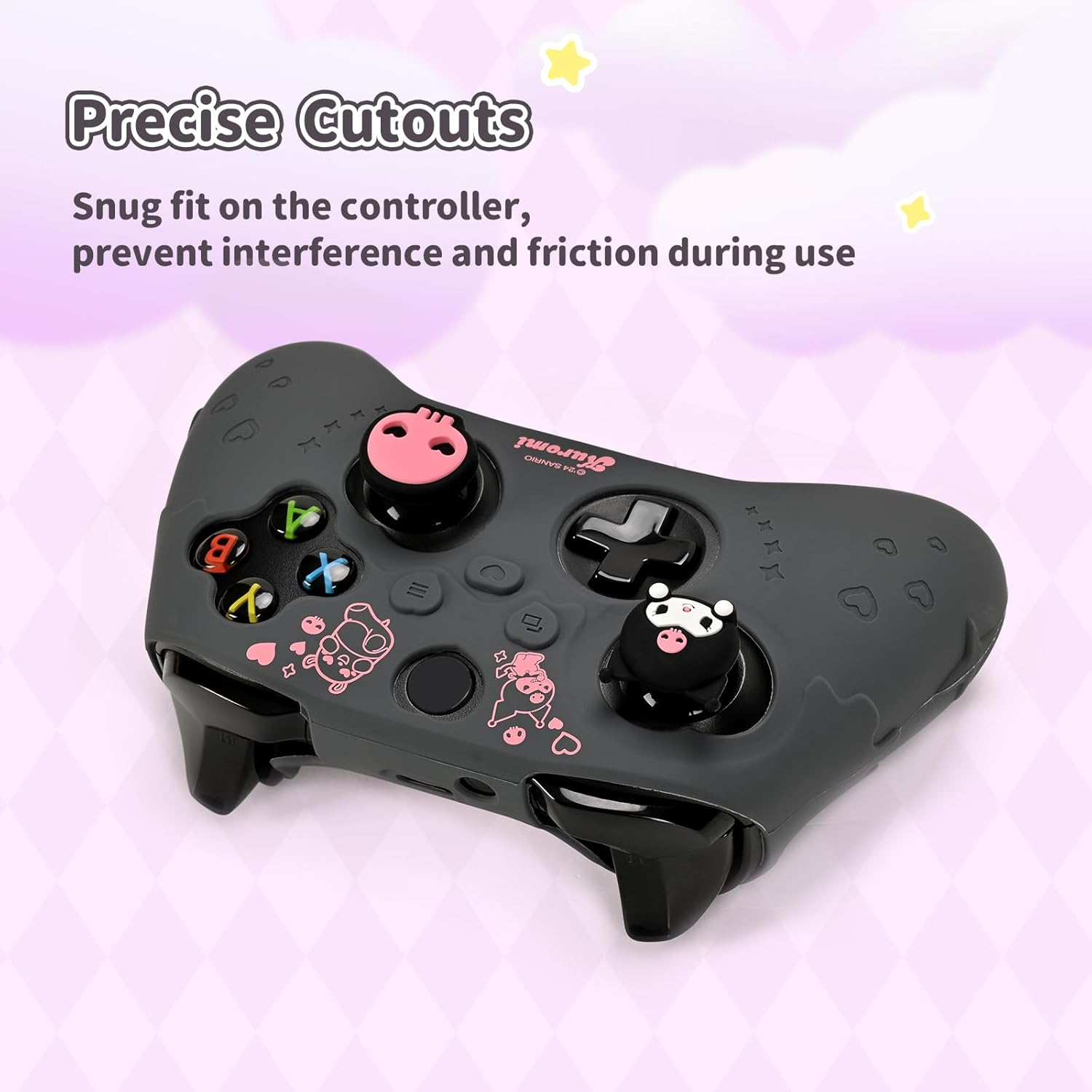 Kuitmor Cute Cover Skin for Xbox Series X Controller,Soft Silicone Protective Case,Ergonomic Protective Cover Skin Case Compatible with Xbox Wireless Controller with 2 Thumb Grip Caps (Klm-Black) image number 6