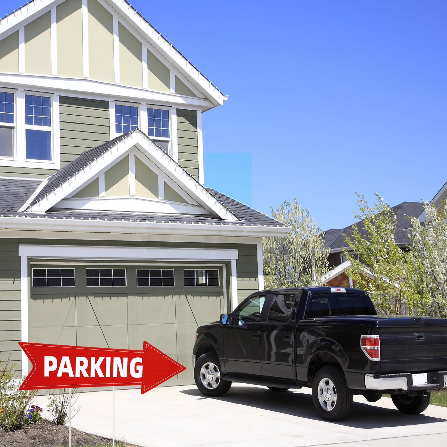 8Pcs Event Parking Signs with Stakes, 17 X 6 Inch Double Sided Car Parking Signs with Arrows Waterproof Corrugated Plastic outside Parking Sign Post for Outdoor, Yard, Lawn