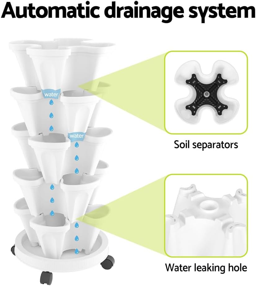 GREEN FINGERS Garden Bed 5 Tier Vertical Garden Strawberry Stackable Planters