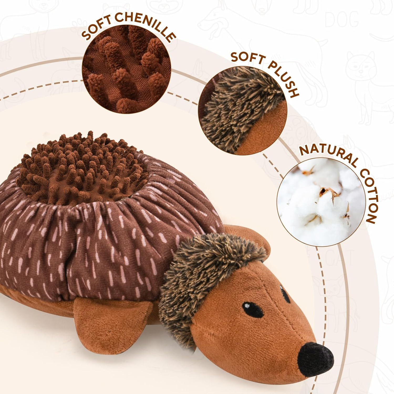 LIFLIX 2 in 1 Snuffle and Squeaky Plush Dog Toy, Treat Hiding Dog Toys, Interactive Enrichment Stuffed Toys for Small Medium Large Breeds, Hedgehog Shape image number 1