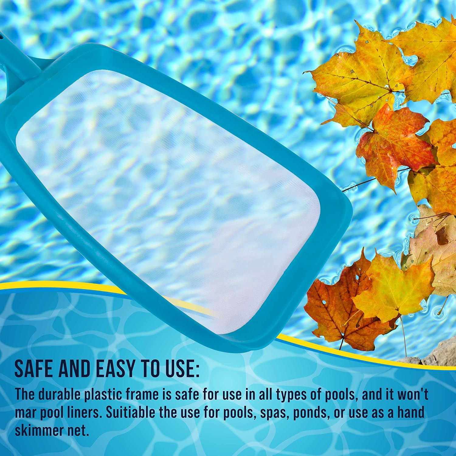U.S. Pool Supply Swimming Pool 6 Foot Leaf Skimmer Net with 4 Deluxe Aluminum Pole Sections - Ultra Fine Mesh Netting, Clean and Remove the Finest Debris Fast - Pool, Spa, Pond Cleaning Maintenance image number 2