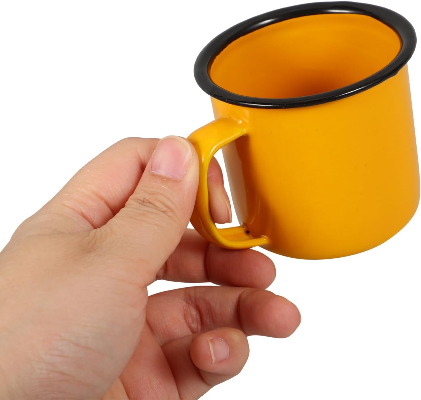 Yardwe 2 Pack Enamel Camping Coffee Mug Camp Mug Small Tiny Metal Enamelware for Indoor, Outdoor Hiking, Travel, Fishing, Picnics (Yellow, Blue) - Red, White image number 2