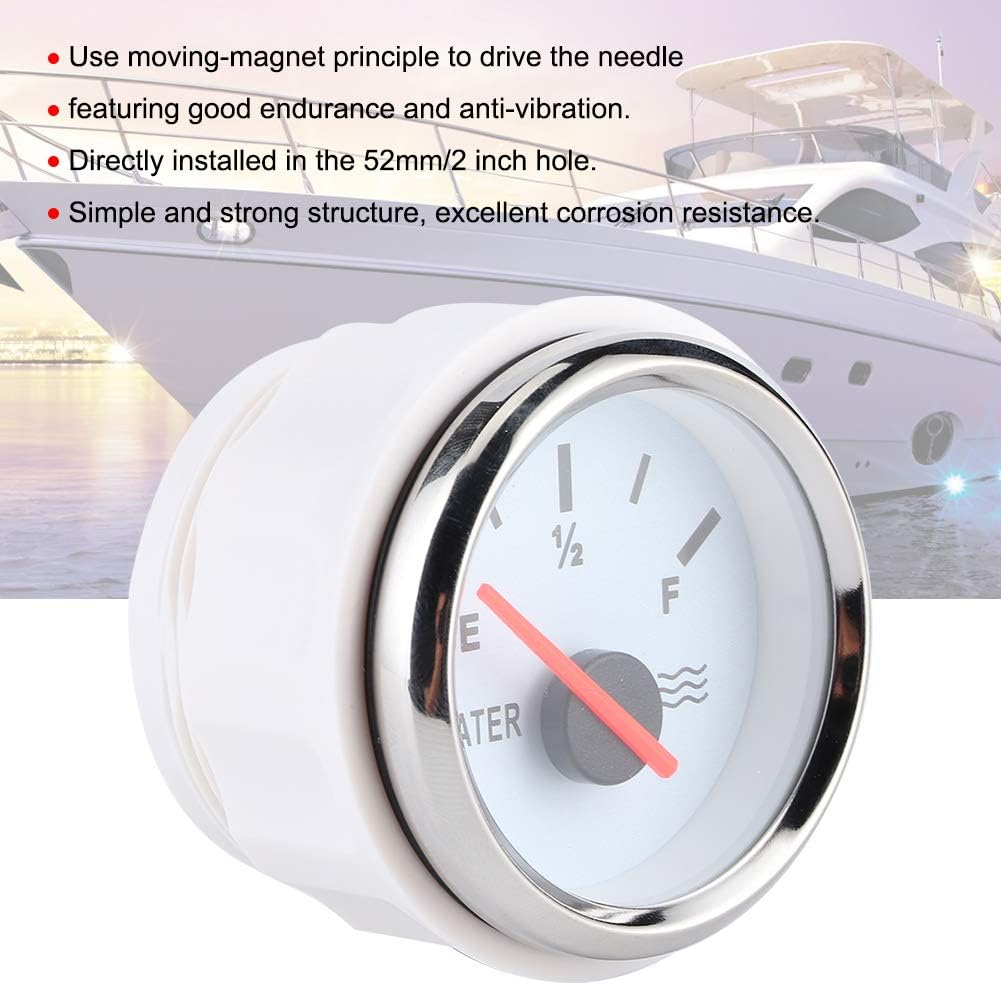 Water Tank Level Gauge, 2In Pointer Liquid Indicator, High Accuracy Universal for Marine Boat Truck RV (White) image number 1