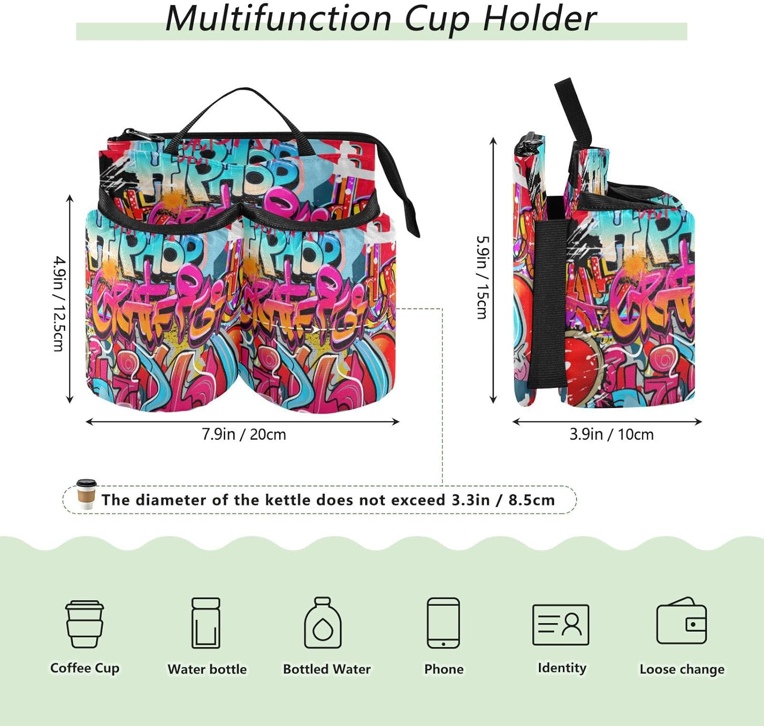 Cup Holder Suitcase Multifunctional Graffiti Wall Urban Hip Red Travel Accessories for Suitcase Travel Gifts for World Travelers image number 2