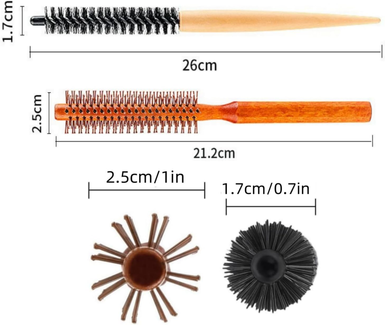 Luojinluoda 2-Pack Small round Hair Brush Set Mini Curl Brushes with Nylon Bristles Curly Hair Brush and Blow Dry Brush 2 in 1 Hair Styling Tools for Thin Hair Short Hair Bangs Blow Drying and Lifting 2 Styles for Women and Men