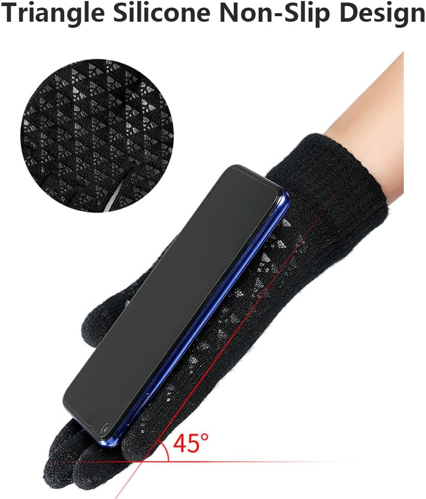 3 Pack Winter Gloves for Men Women, Aufondof Upgraded Thicken Touch Screen Anti-Slip Warm Gloves - Thermal Soft Fleece Knit Lining, Elastic Cuff image number 2