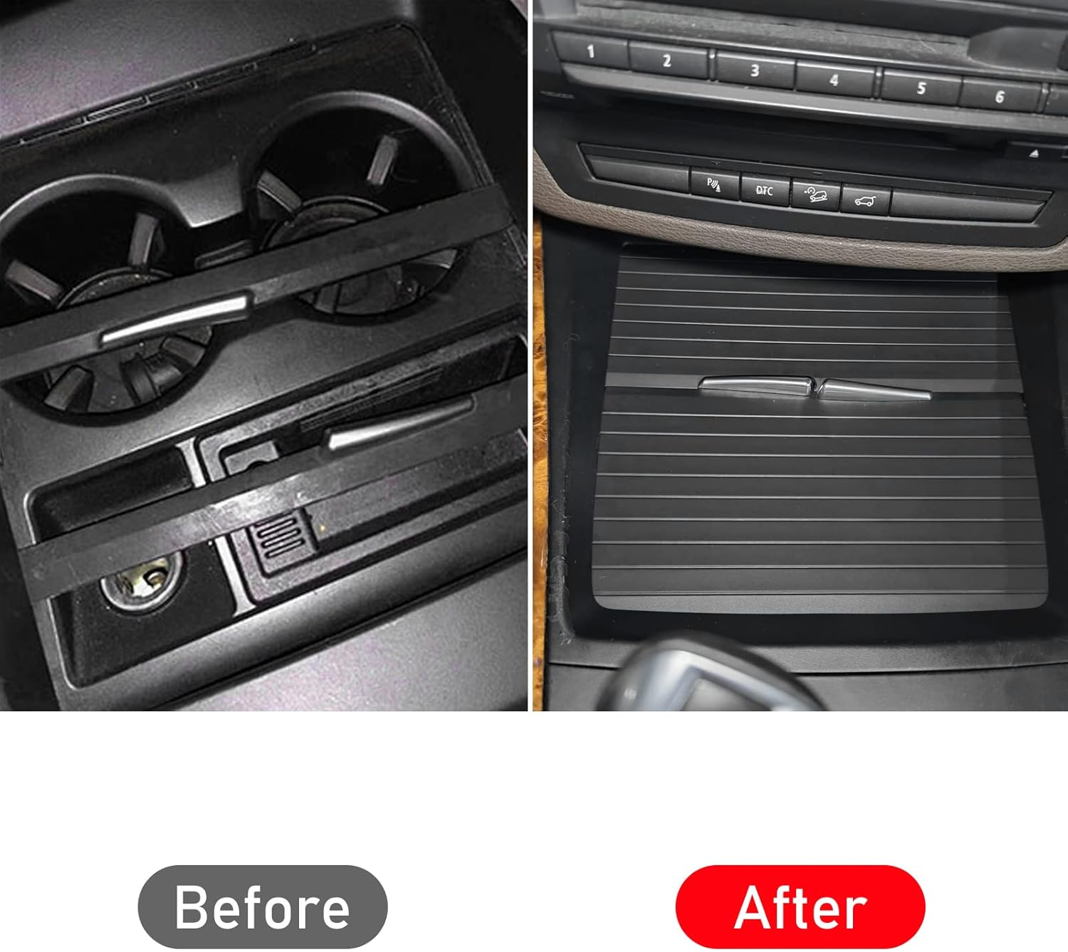 Jaronx Compatible with BMW Cup Holder Sliding Cover, X5/ X6 Console Roller Blind Cover, Center Console Sliding Shutters Compatible with BMW X5 E70 (2006-2013) / X6 E71 E72 (2007-2014) image number 2