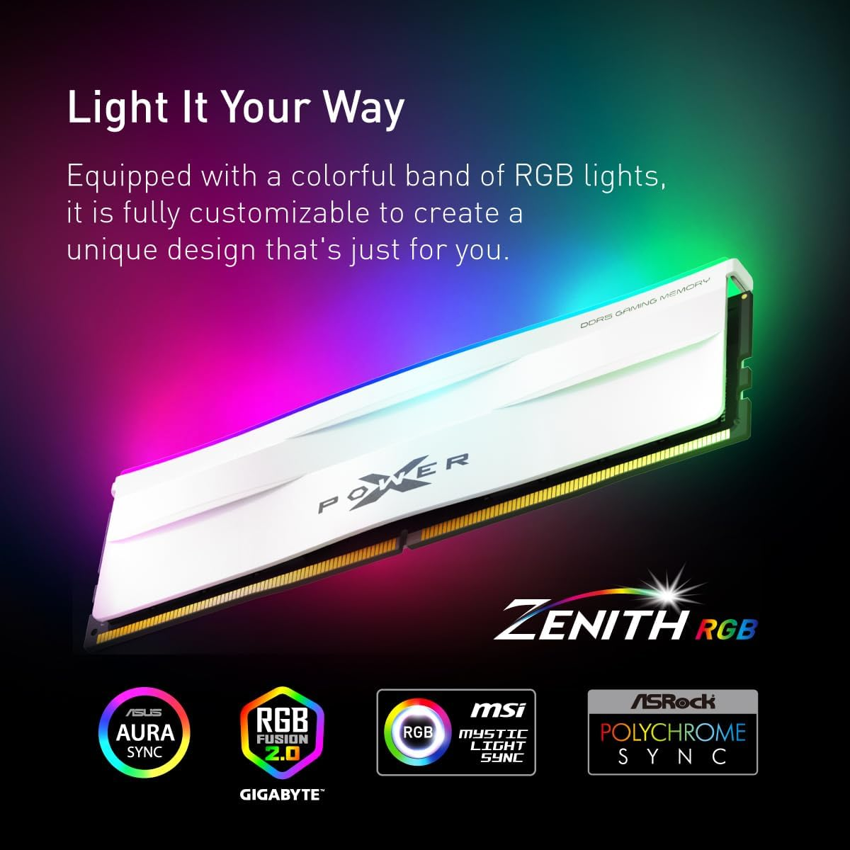 SP Silicon Power XPOWER Zenith RGB DDR5 32GB (2X16Gb) CL36 6000Mhz Gaming Memory Supports Intel XMP/AMD Expo UDIMM Desktop PC Computer RAM Memory, Black - SP032GXLWU60FFDH image number 3