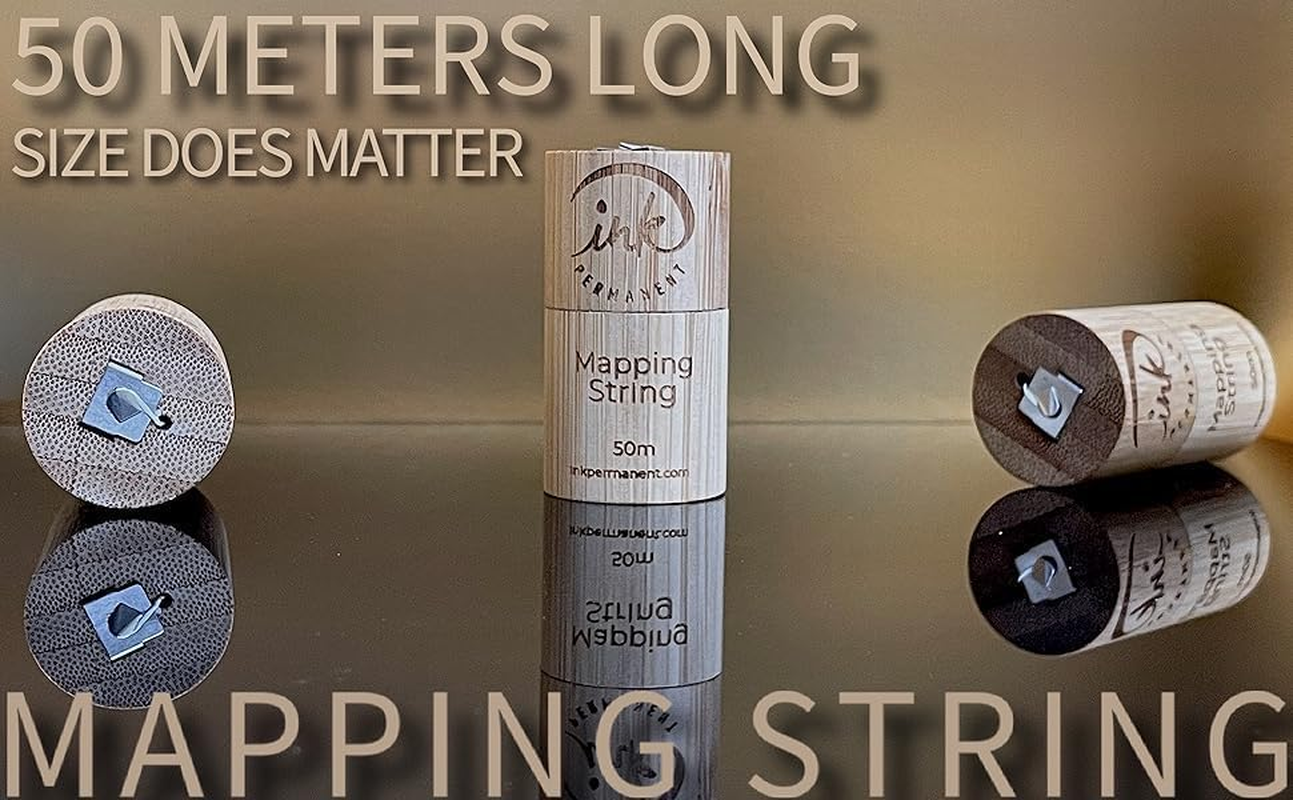 Ink Permanent [Large 50 Meters - 165 Feet] Premium White Bamboo Pre-Inked Mapping String, Pre-Inked Microblading String for Brow Shaping for Permanent Makeup, Eyebrow Mapping image number 1