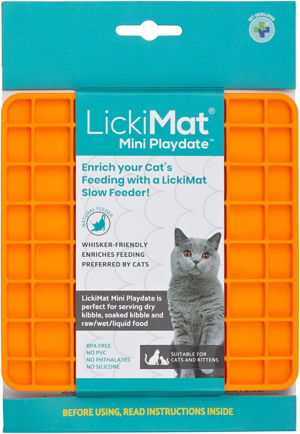 Lickimat Cat Mini Classic - Modern Feeding for the Whole Feline Family, Slow Feed, Reduce Anxiety - Enrich Mealtime Experience