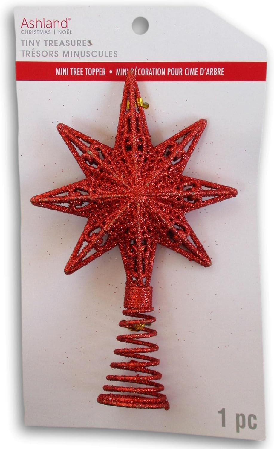 Red Glitter Star Mini Tree Topper - 6.25 Inch