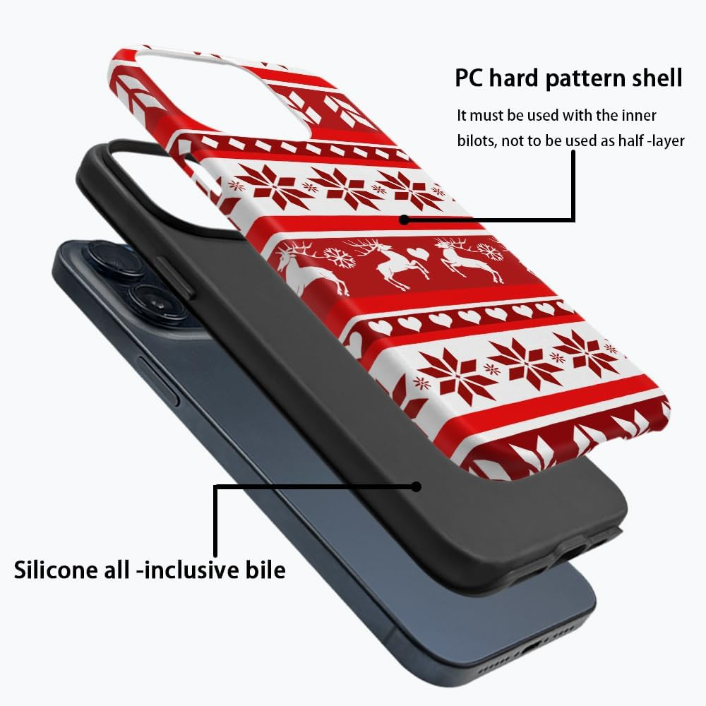 DAIZAG Compatible with for Iphone 16 Pro Max,Christmas Deer Heart Snow Phone Case Durable Shock Protection Cover for Girl Women Case for Iphone 16 Pro Max image number 5