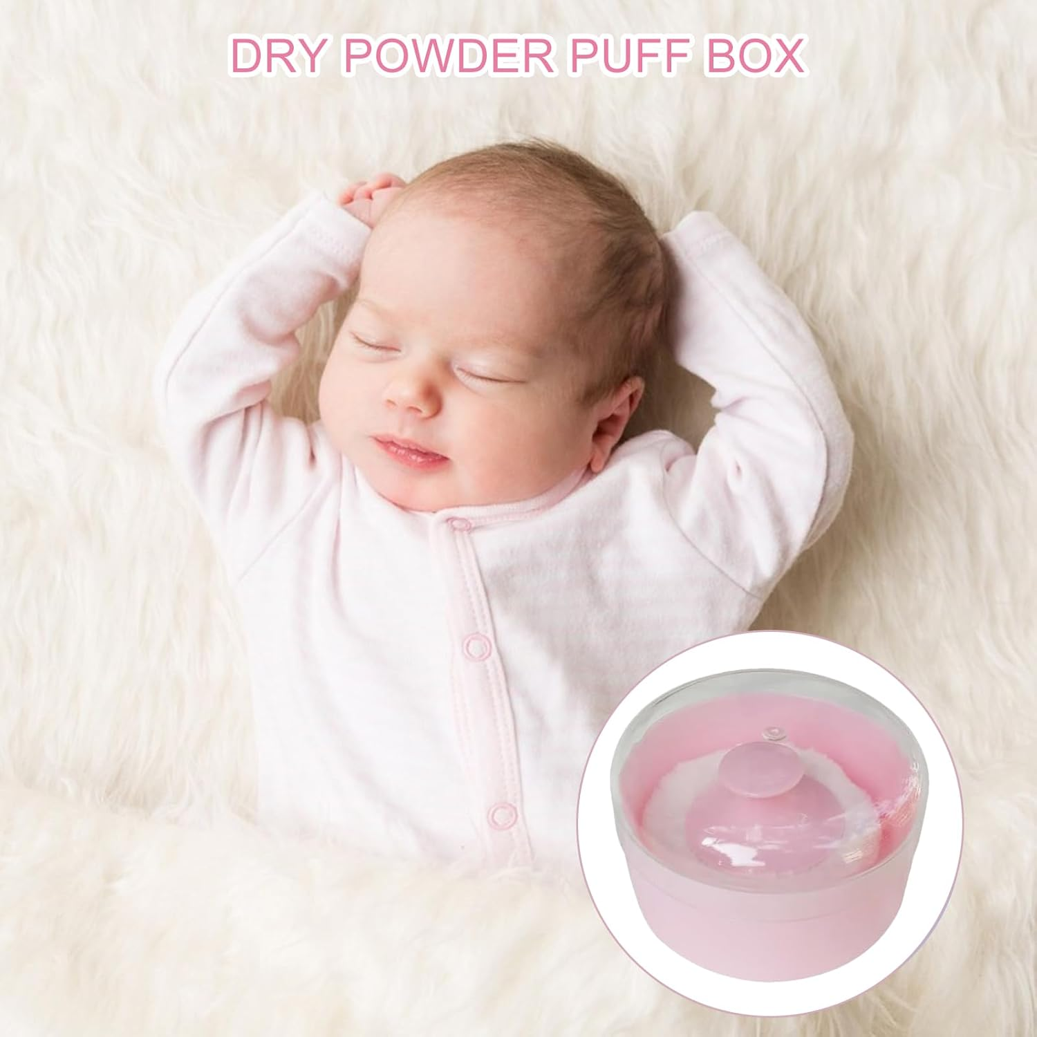 Baby Powder Puff and Container Travel - Baby Loose Powder Puff - Sponge Storage Case for New Parents Babysitters Pediatric Nurses Nursery Bath Time Travel Caregivers Home