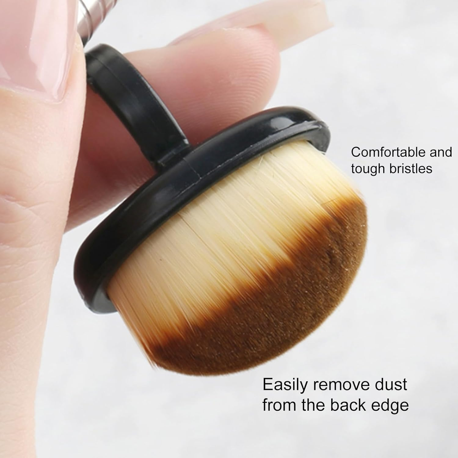 Finger Ring Nail Dust Brush | 1.6 Inches Powder Remover Brush | Nail Dust Remover | Soft Manicure Art Supplies Makeup Tool for Travel, Vacation, Outdoor, Home, Salon image number 1