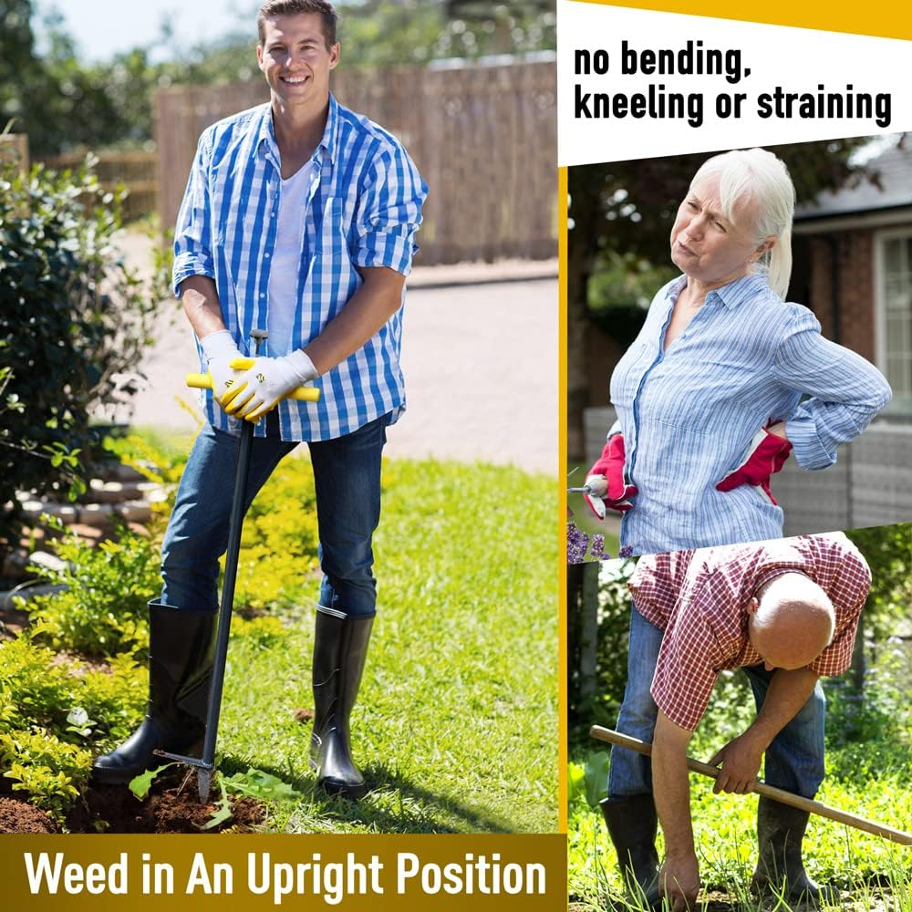 Colwelt Stand up Weeder and Weed Puller, Stand up Weed Puller Tool with Foot Pedal, Step and Twist Manual Weeder 40 Inch(Combo Pack - Stand up Weeder & Hand Weeder& Garden Gloves) image number 2