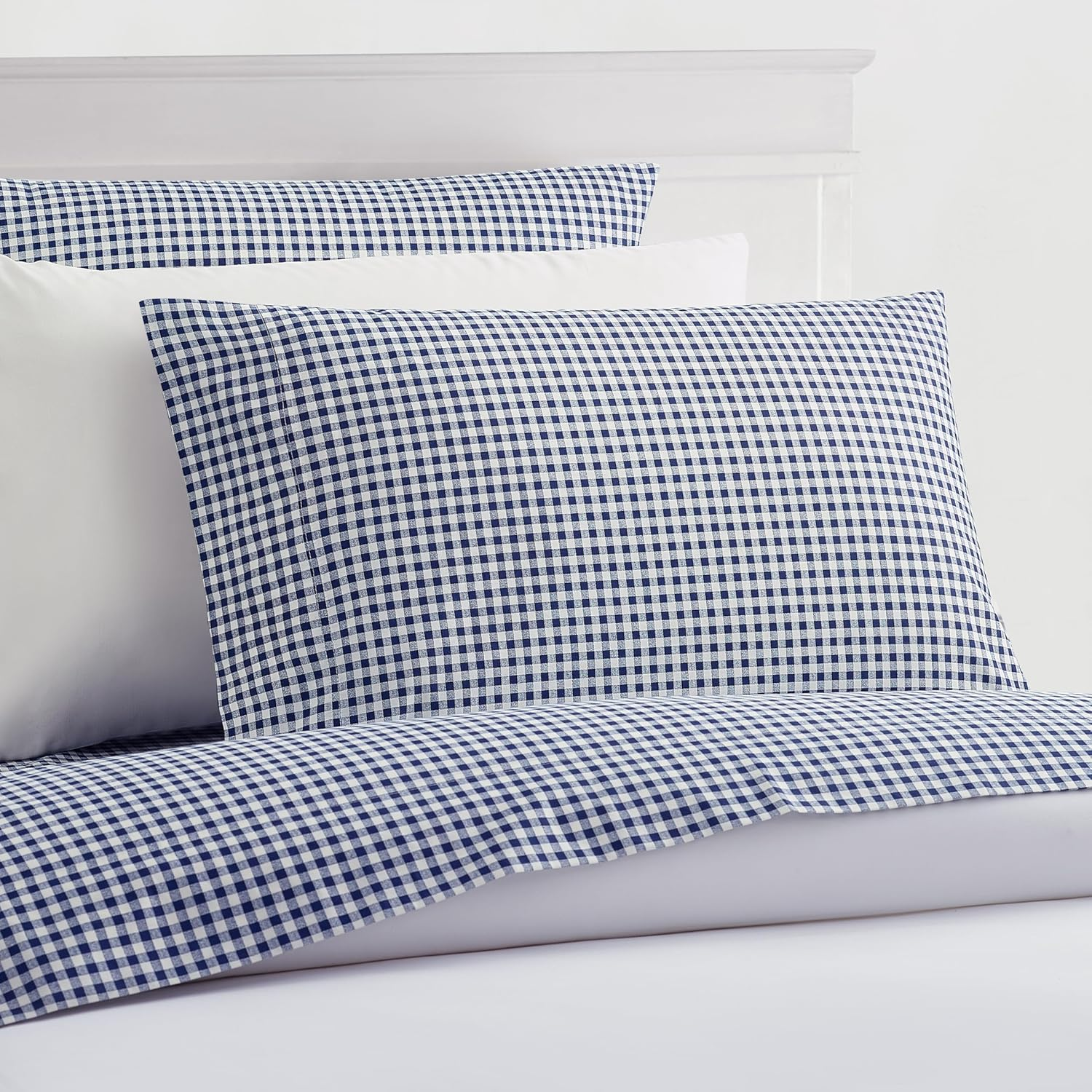 Laurel & Mayfair 250Tc 100% Cotton Gingham Print Sheet Set, Twin, Navy