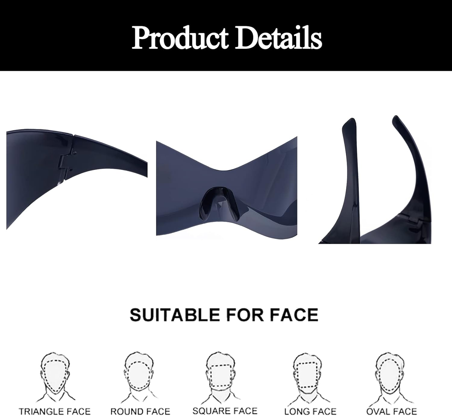 LJCZKA Rimless Wrap around Sunglasses for Women Men, Oversized Futuristic Sunglasses Y2K Trendy Shades UV400 Protection - Silver image number 6