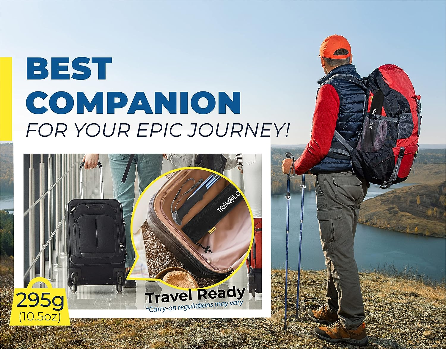 TREKOLOGY TREKZ SE Single Trekking Pole &ndash; Adjustable Folding Hiking Stick for Men & Women &ndash; Lightweight, EVA Foam Grip (Sweat Absorbing), Quick-Lock &ndash; Ideal for Hiking, Trail Running, Nordic Walking image number 4