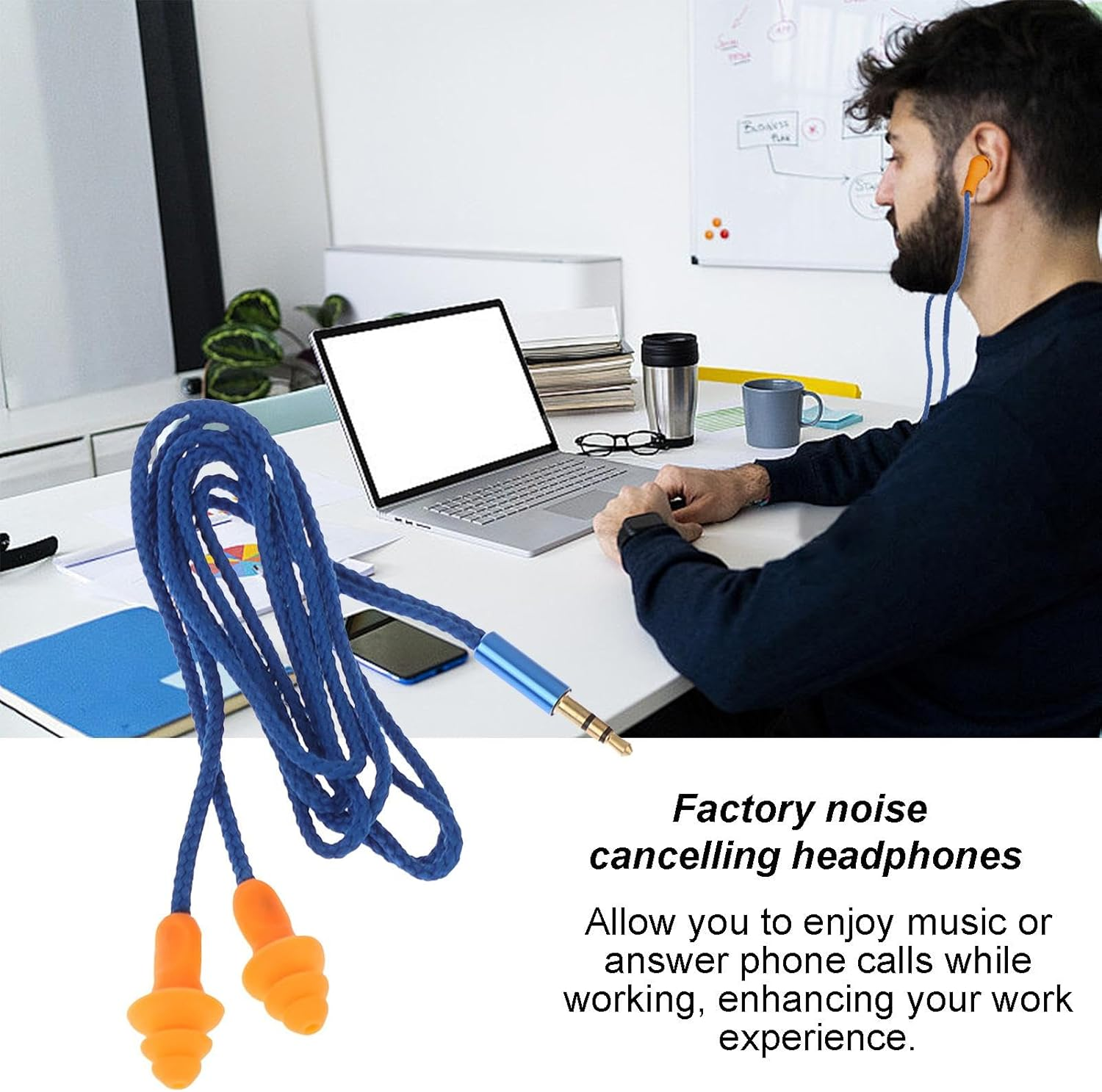 Ear Plug Earbuds - Multifunctional Earplug Headphones Noise Cancelling Headphones,Lightweight Noise Cancelling Headset Plugphone Earbuds for Noisy Places image number 3