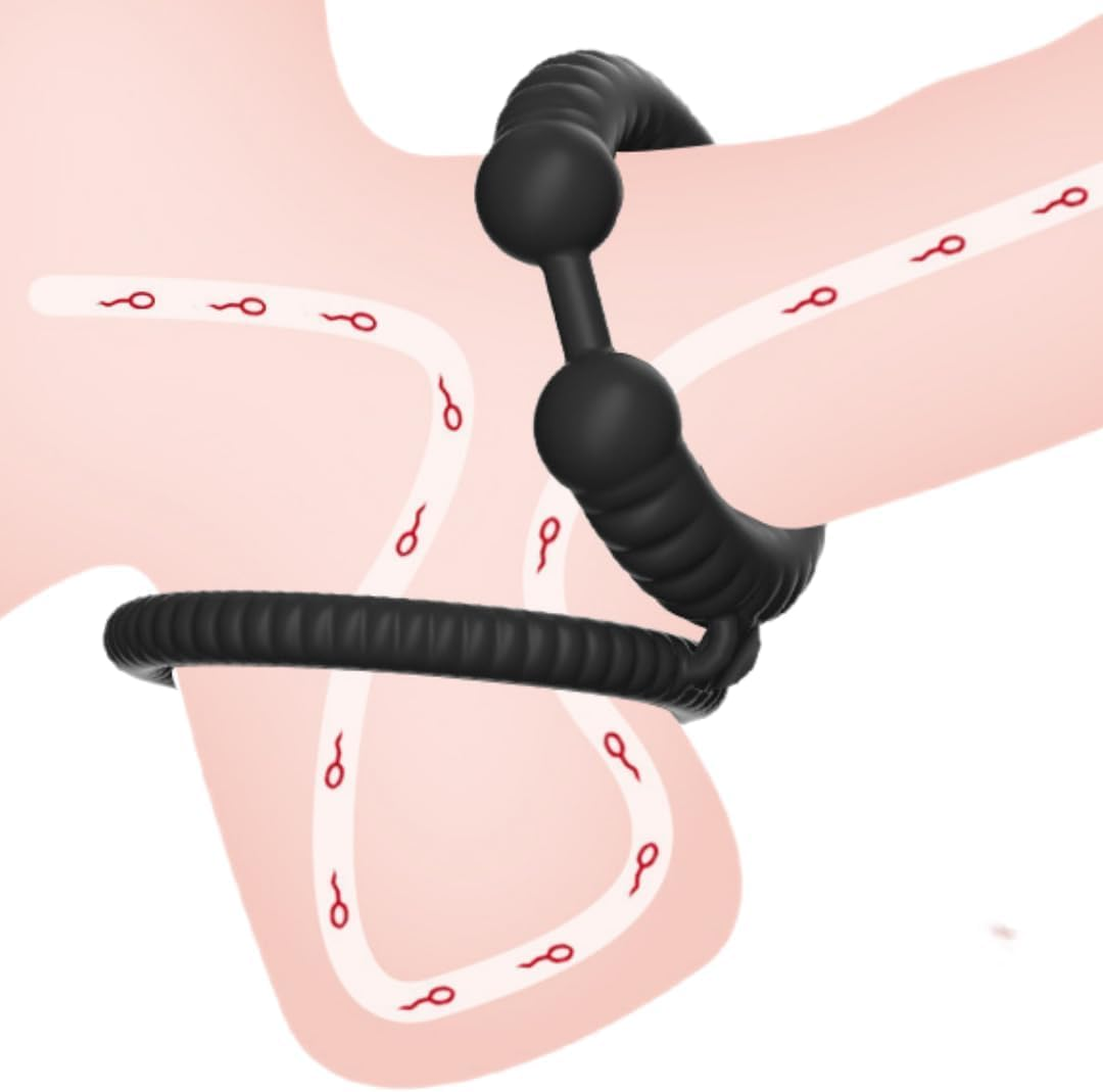 Penis Rings Extender Enlarger Sheath Male Enhancer Ball Stretcher Sleeve Girth Ring for Adult Men Sex Toys (Black) image number 5