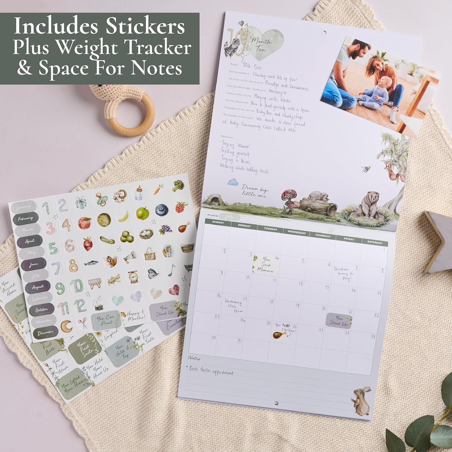 Baby'S First Year Memory & 1St Year Calendar with 100 Stickers | Baby'S First Year Calendar with Stickers & 1St Year Calendars, Baby Tracker image number 5