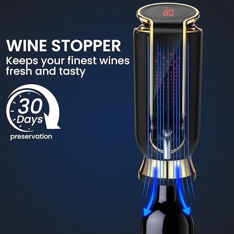 Oriver 4-In-1 Electric Wine Aerator & Dispenser with Rechargeable Battery, LED Display, Decanter, Vacuum Saver &ndash; Fast Pouring, Stainless Steel Design image number 2