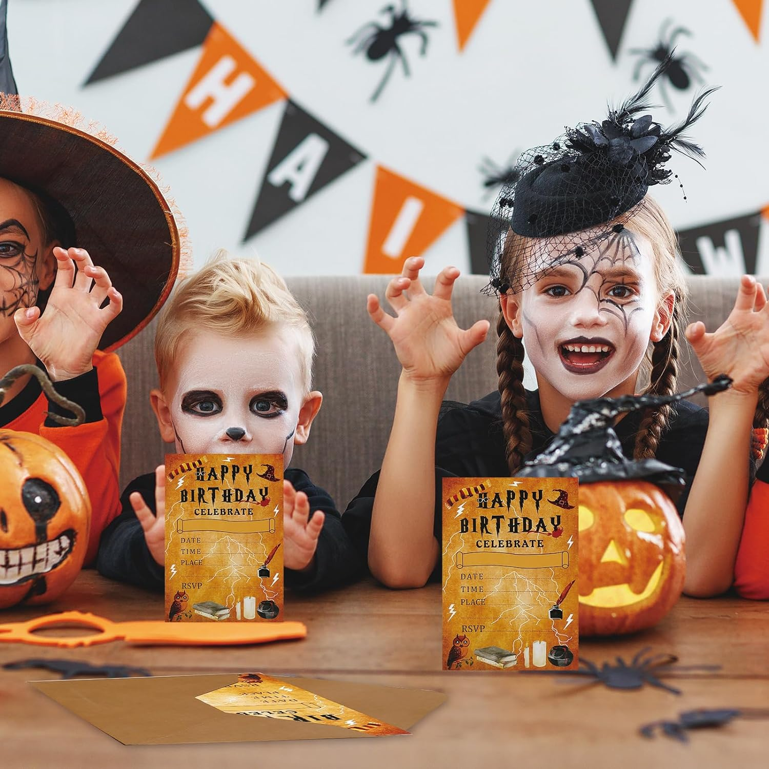 24 Pack Magical Wizards Birthday Invitations Wizards Party Invitation Cards, 24 Pcs Wizards Sticker Labels, 24 Pcs Envelopes Halloween Party Supplies for Kids Birthday Party Baby Shower image number 3