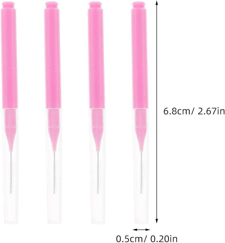 Abaodam 100Pcs Pink Interdental Brush Set for Braces Teeth Cleaning, Portable Toothpick Brush Picks for Orthodontic Care and Travel Oral Hygiene image number 1