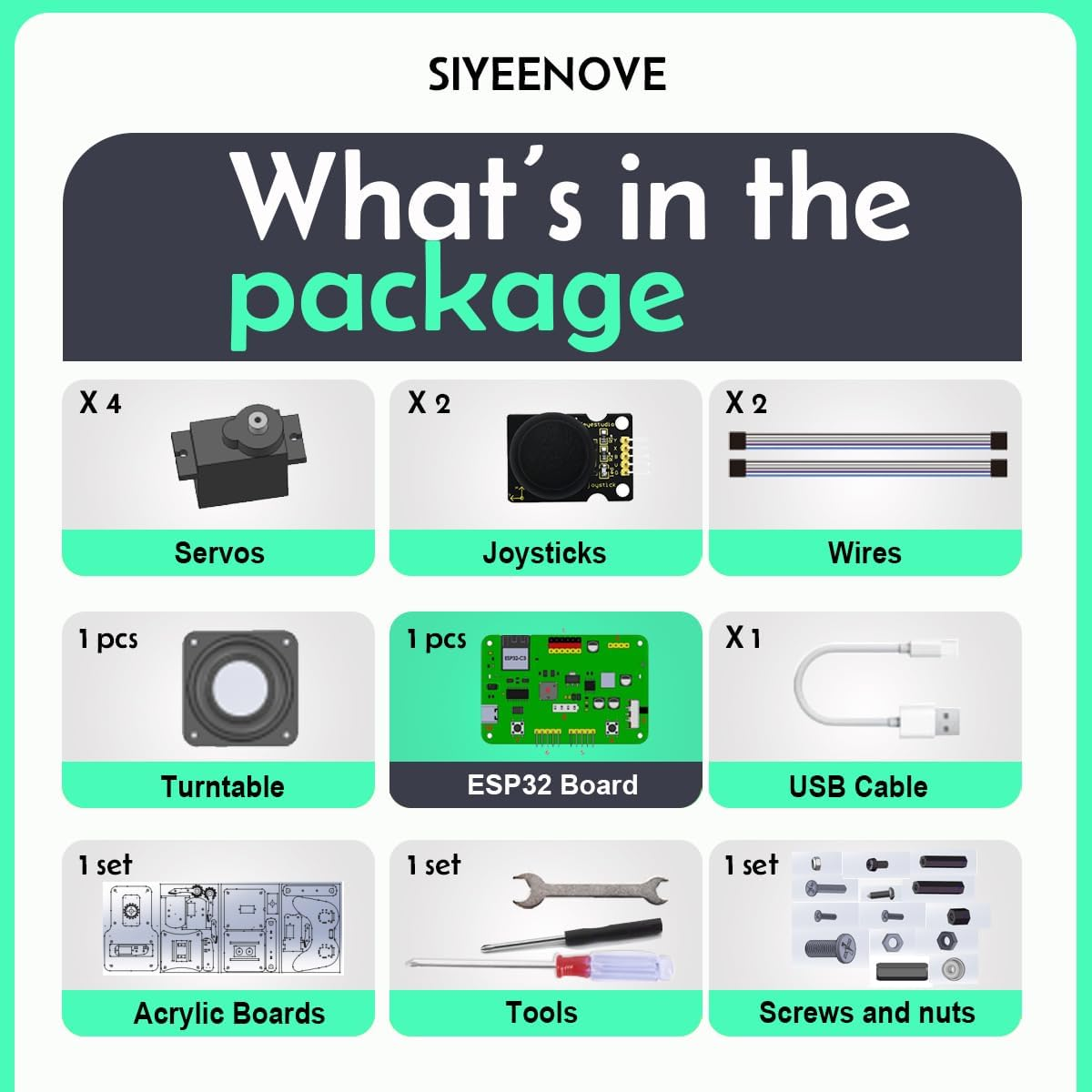 SIYEENOVE Robot Arm for Arduino ESP32-C3 DIY Arm Robotic Kit with Joystick and Web App Control for Children Ages 12+ and Adults, Portable 4DF Educational Desktop Mini Arm with Easy to Assemble Design image number 3