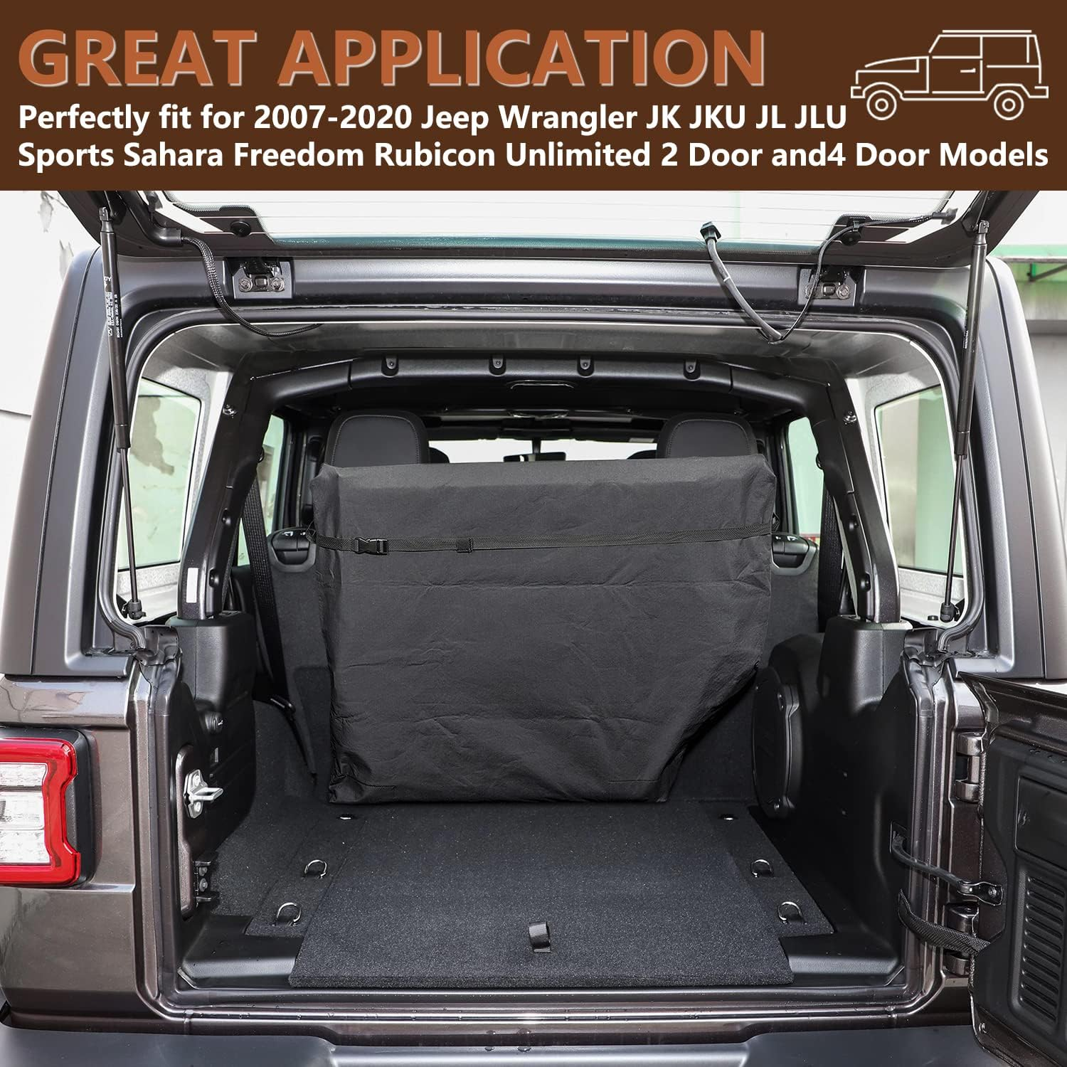 Hard Top Freedom Top Panels Storage Bag for All 2007-2025 Jeep Wrangler JK JKU JL JLU Sports Sahara Freedom Rubicon Unlimited Gladiator JT 2 and 4 Doors image number 4