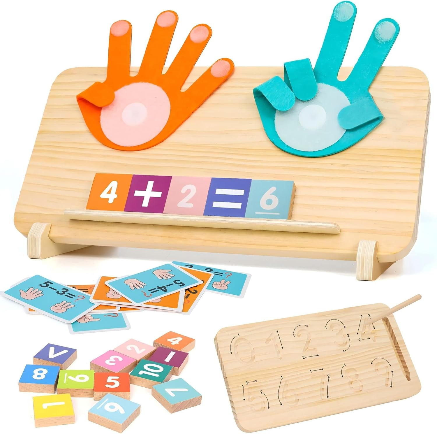 Montessori Preschool Educational Math Manipulatives Number Counting Blocks Toys for Kids Toddlers image number 5