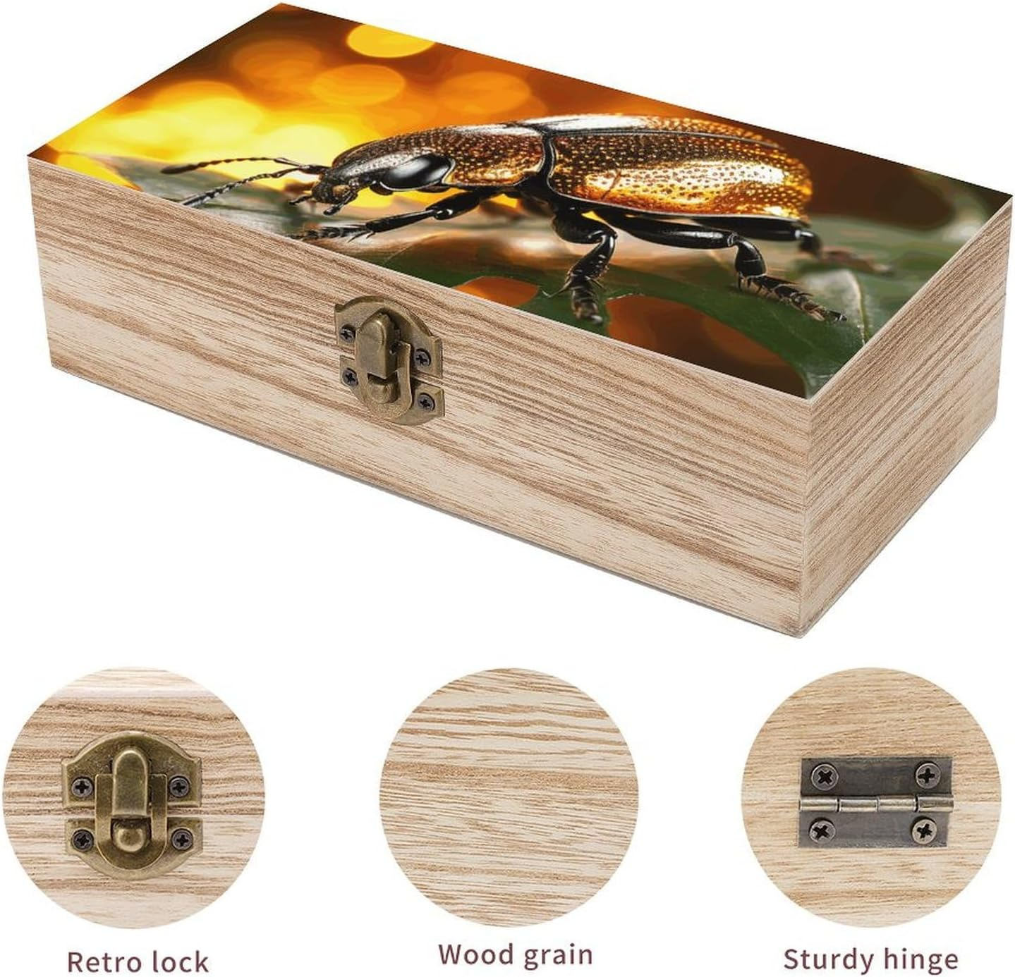 Ladybug Wooden Box Wood Wedding Keepsake Boxes with Lids Small Decorative Boxes Lightweight Wooden Memory Storage Box for Crafts Keepsakes Jewelry Photo Letter Storage image number 4