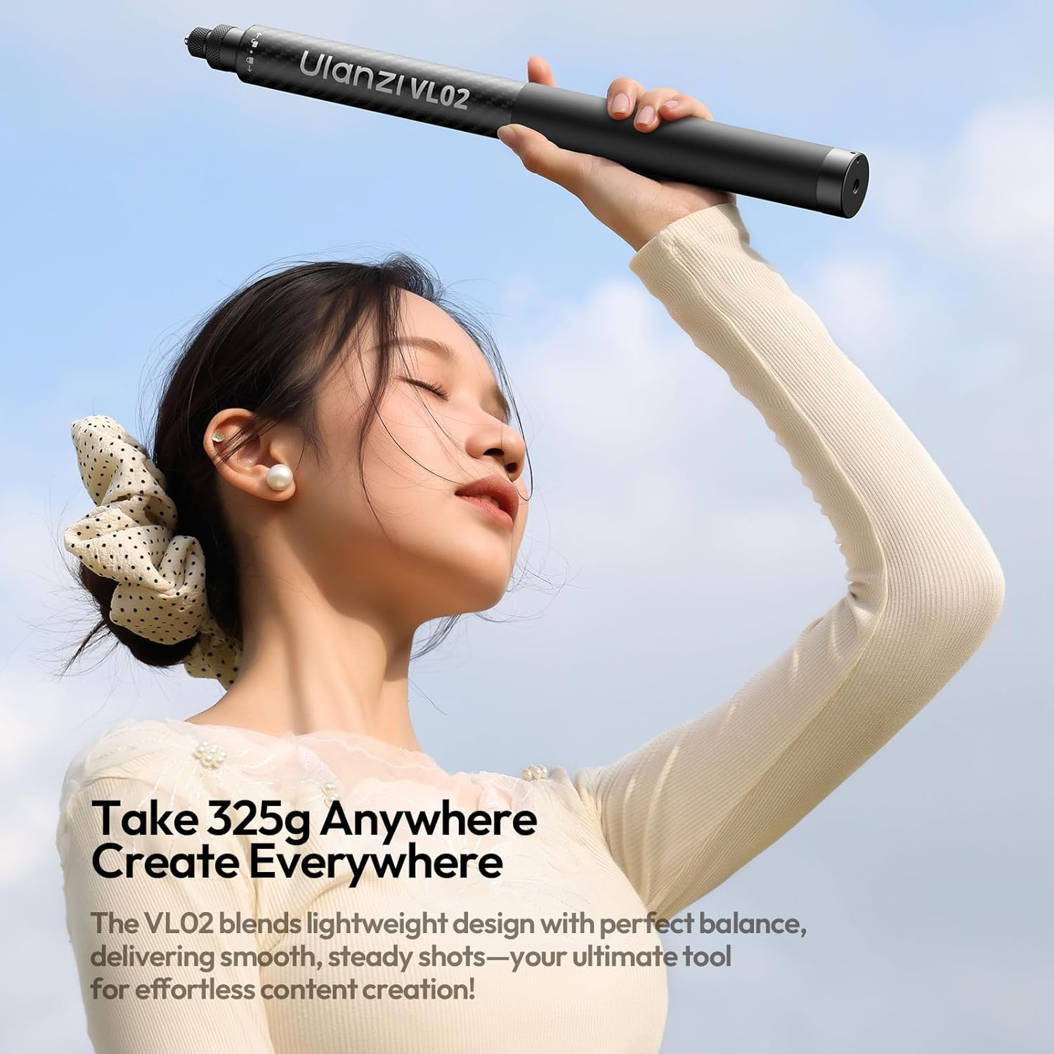 ULANZI VL02 2.7M Carbon Fiber Extended Invisible Selfie Stick, Compatible with Insta360 X5/X4/X3/Ace Pro/Go 3S/ONE X2/DJI Osmo 360, Extension Pole Waterproof Handle Grip for Gopro, Phone and More image number 6