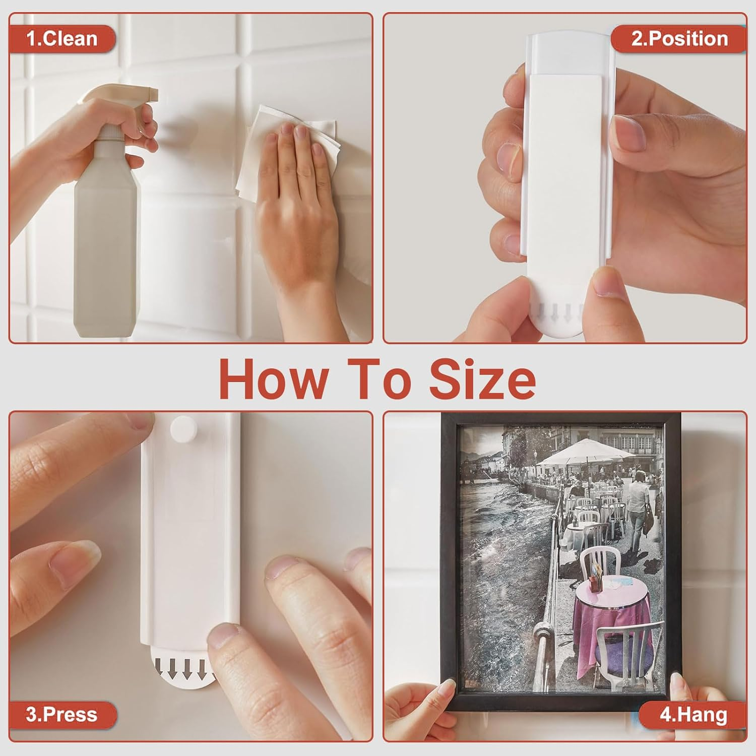 Lyvixora Large Universal Frame Hanger Kit, 8 Picture Hangers, 12 Large Removable Adhesive Strips, Damage Free Picture Hanging Hooks Heavy Duty, No Nails Picture Hooks for Walls, Doors & Closets image number 5