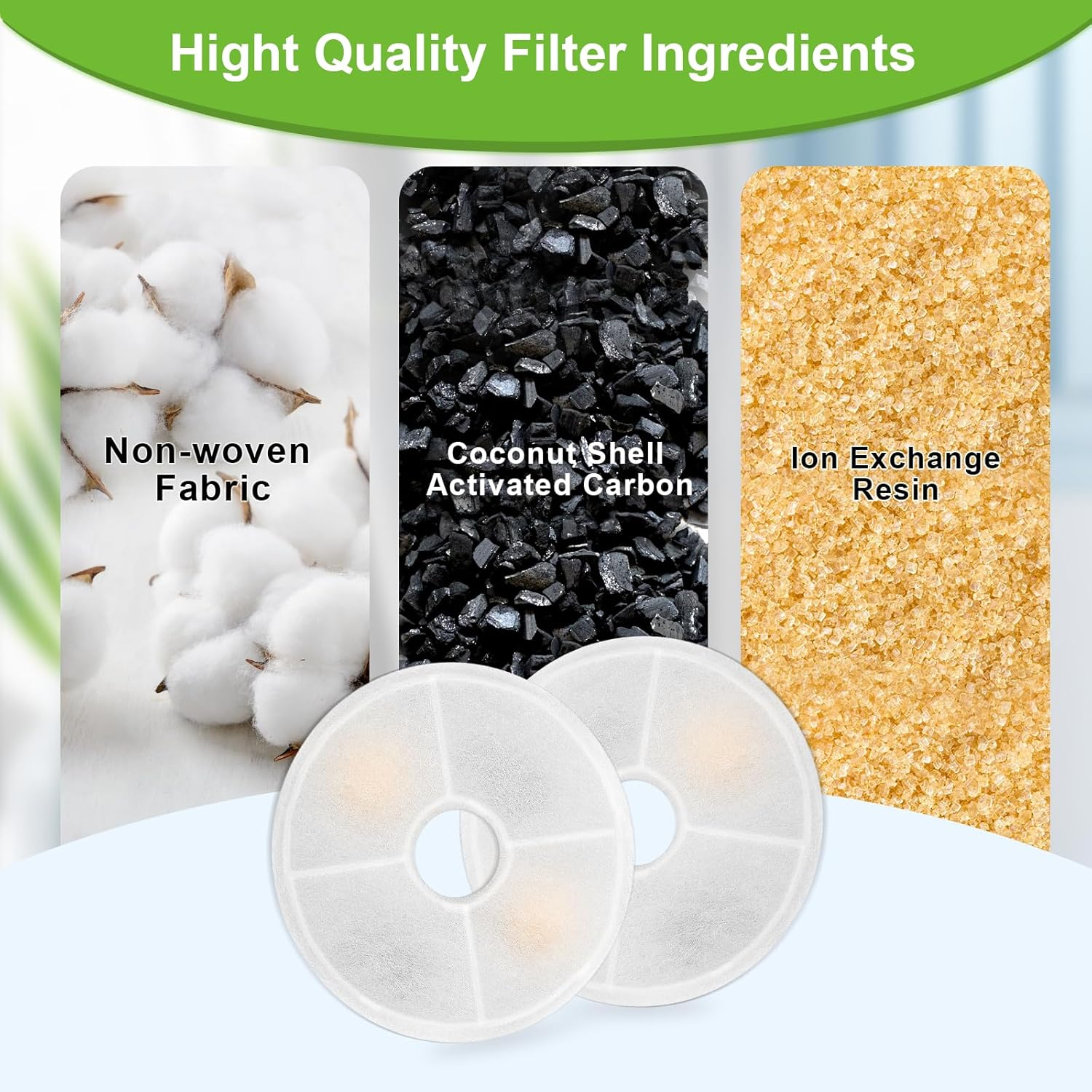 Pack of 8 Cat Fountain Filter, Replacement Filter for Cat Water Fountain Filter, Cat Fountain Filter and Activated Carbon Ion Exchange Resin for Cats and Dogs for 3 L Flower Drinking Fountain for Cats image number 1