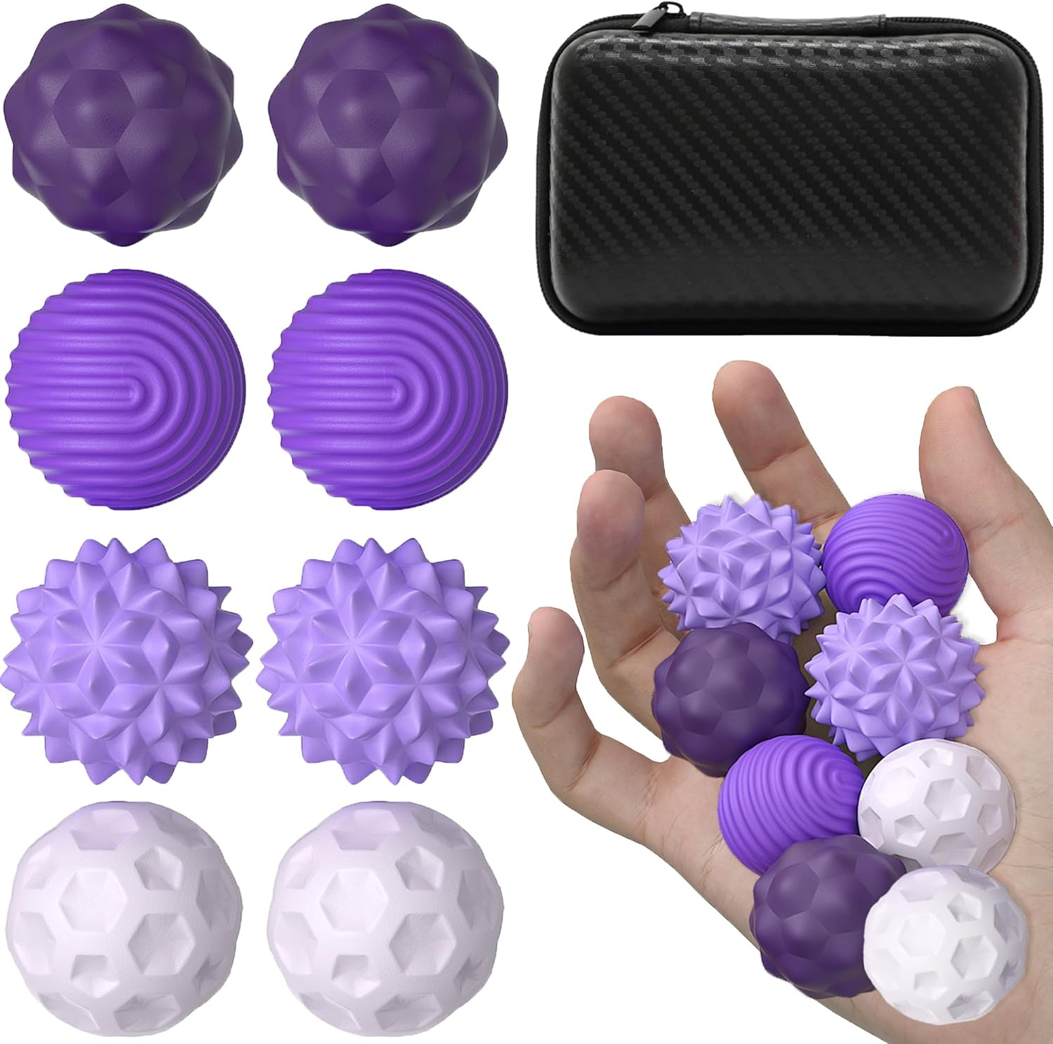 Magnetic Balls Fidget Toys, 8PCS Stress Relief Ball Sensory Toys for Adults Kids, Silicone Anti-Stress Ball for Autism ADHD Anxiety, Portable Motor Skills Office Desk Travel Toy (Purple) - Colourful image number 3