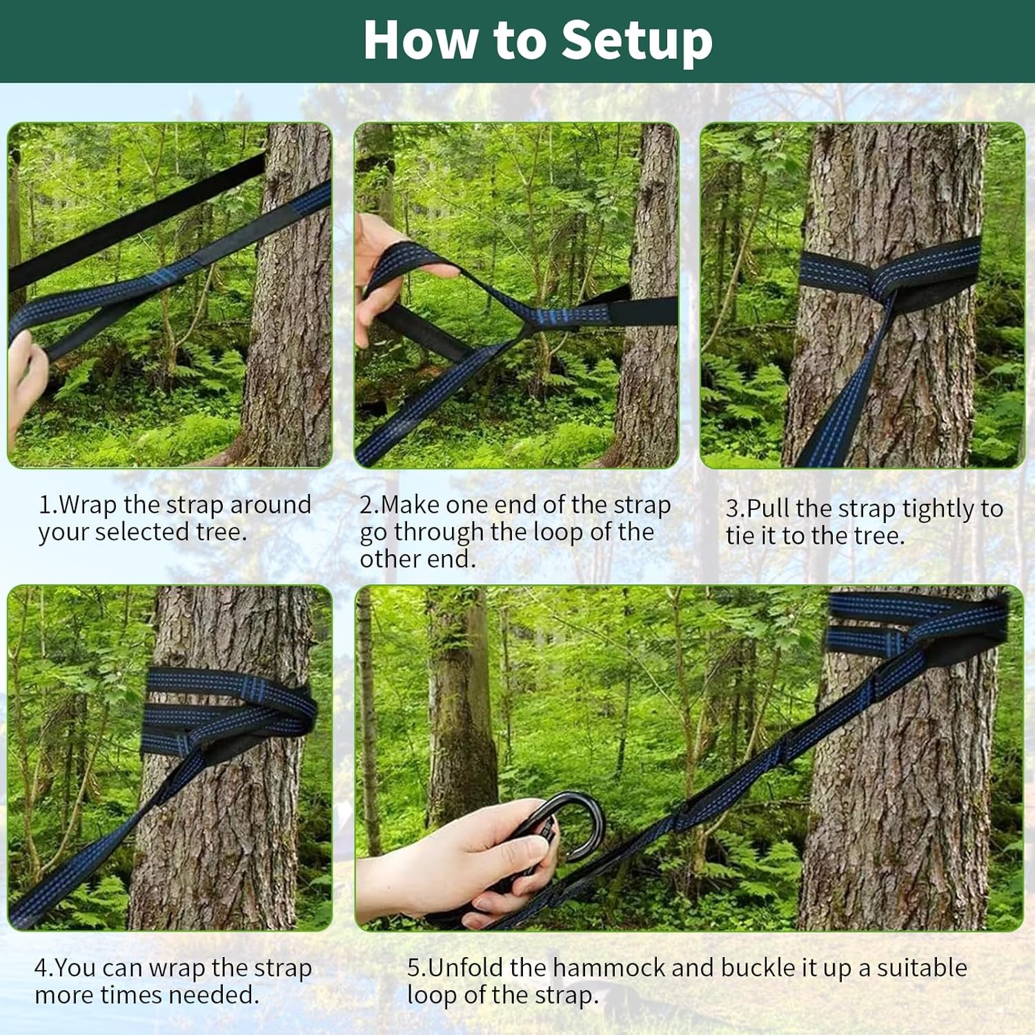 Double Camping Hammock with 2 Tree Straps, Lightweight Nylon Parachute Tree Hammock Tent, Portable Two Person Parachute Hammocks Swing for Outdoor Hiking Beach Backpacking (Sky Blue & Deep Blue) image number 1