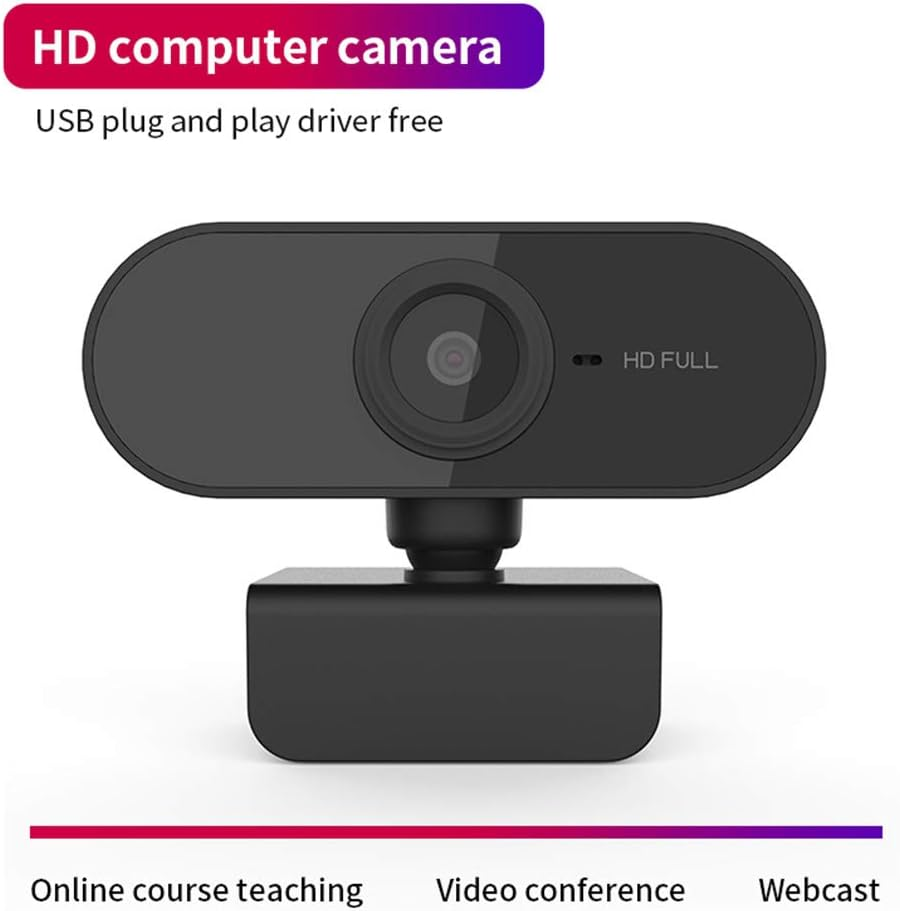 Dpofirs HD 1920X1080 High Resolution Webcam with Built-In Microphone, USB 2.0 Portable Driveless Webcam for Computers and Laptops, 360&ordm; Rotating Webcam for Live Streaming(Black)
