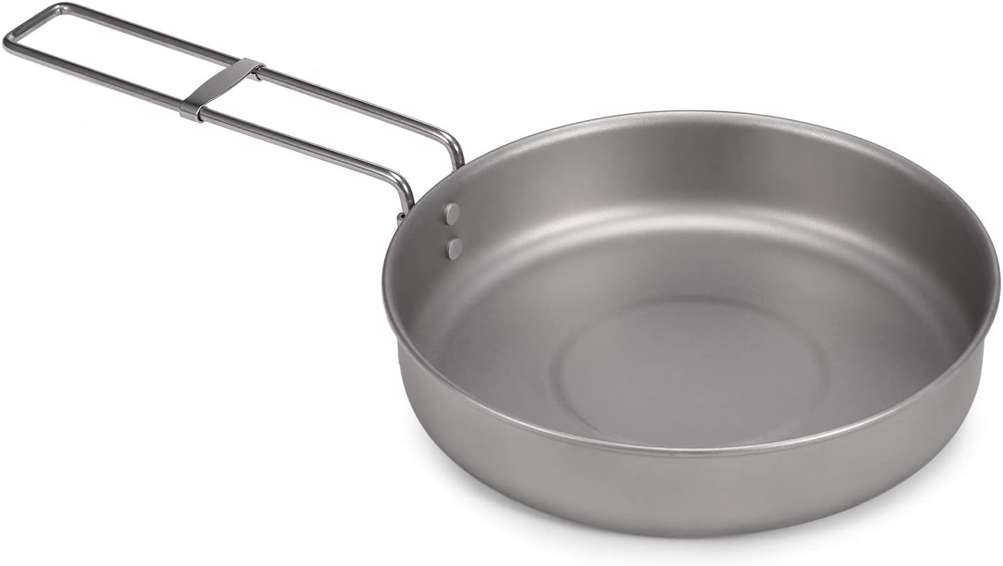 Staright 750Ml Ultralight Titanium Frypan with Foldable Handle Outdoor Camping Hiking Picnic Cooking Frying Pan image number 5