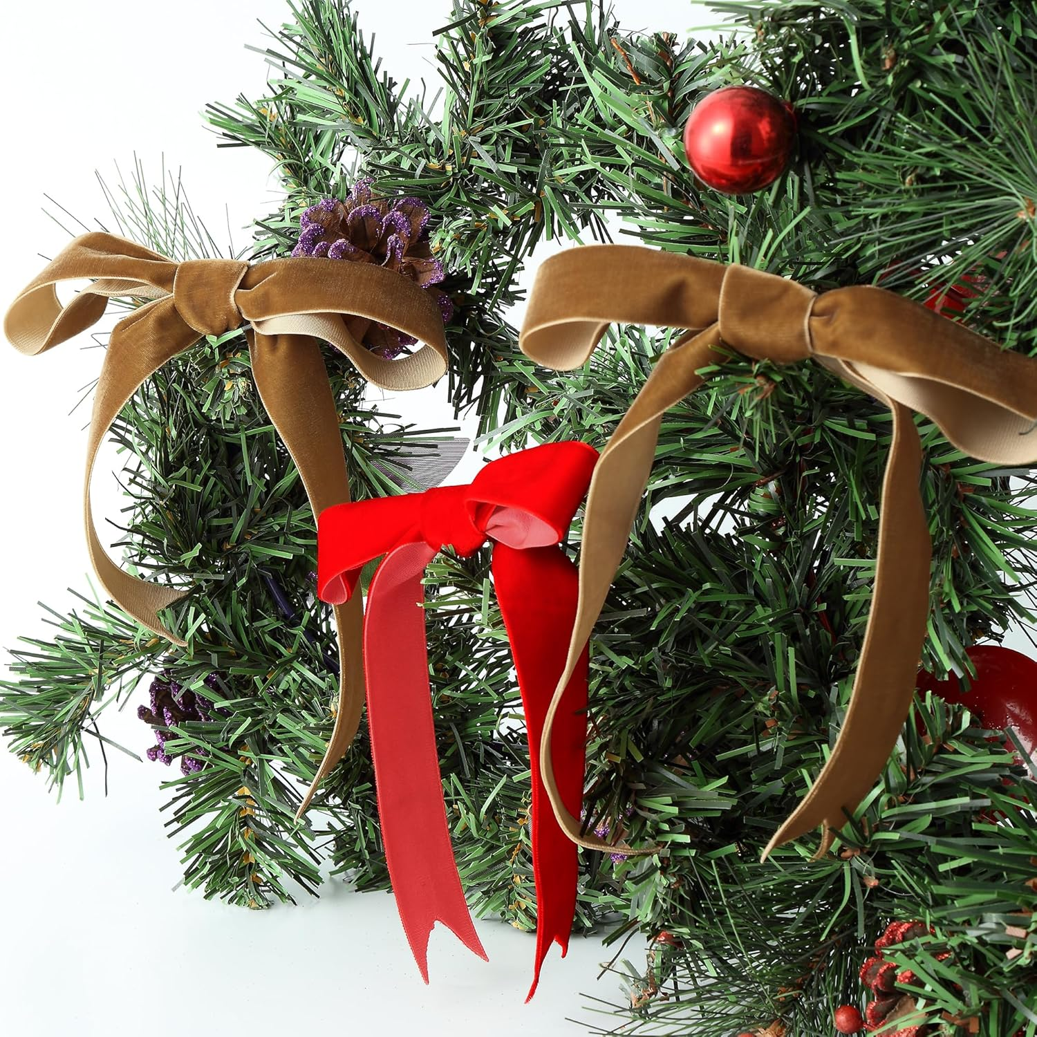 Christmas Ribbon for Gift Wrapping Black Velvet 3/8 Inch X 25Yards for Holiday Crafts, Home Decor, Choker Making, Wedding Bouquets image number 1