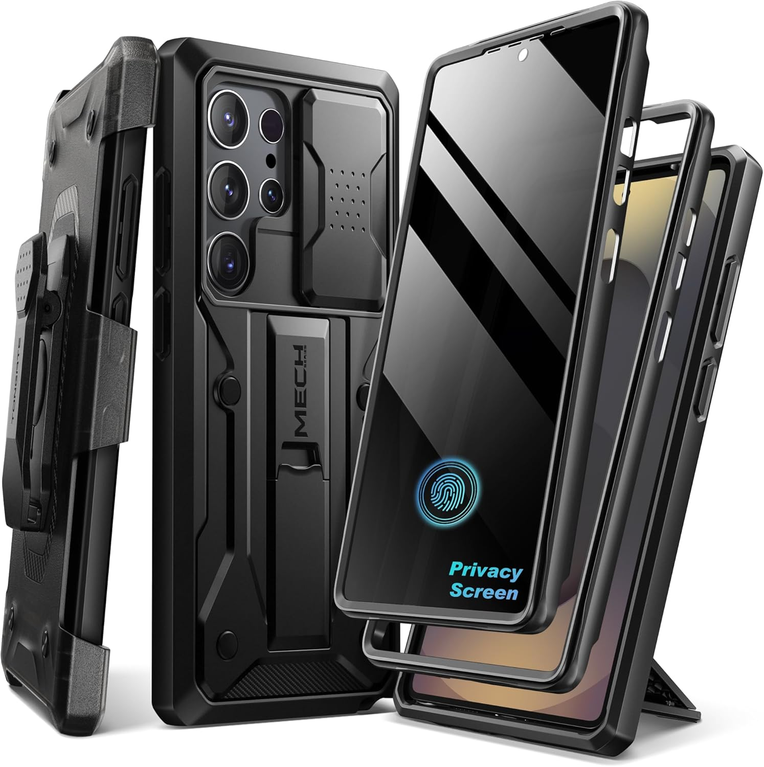 TONGATE Compatible with Samsung Galaxy S24 Ultra Case, [Bulit-In Screen Protector & Slide Camera Cover] [2 Front Frame] Military Grade Shockproof Phone Case with Kickstand & Belt-Clip 6.8", Green