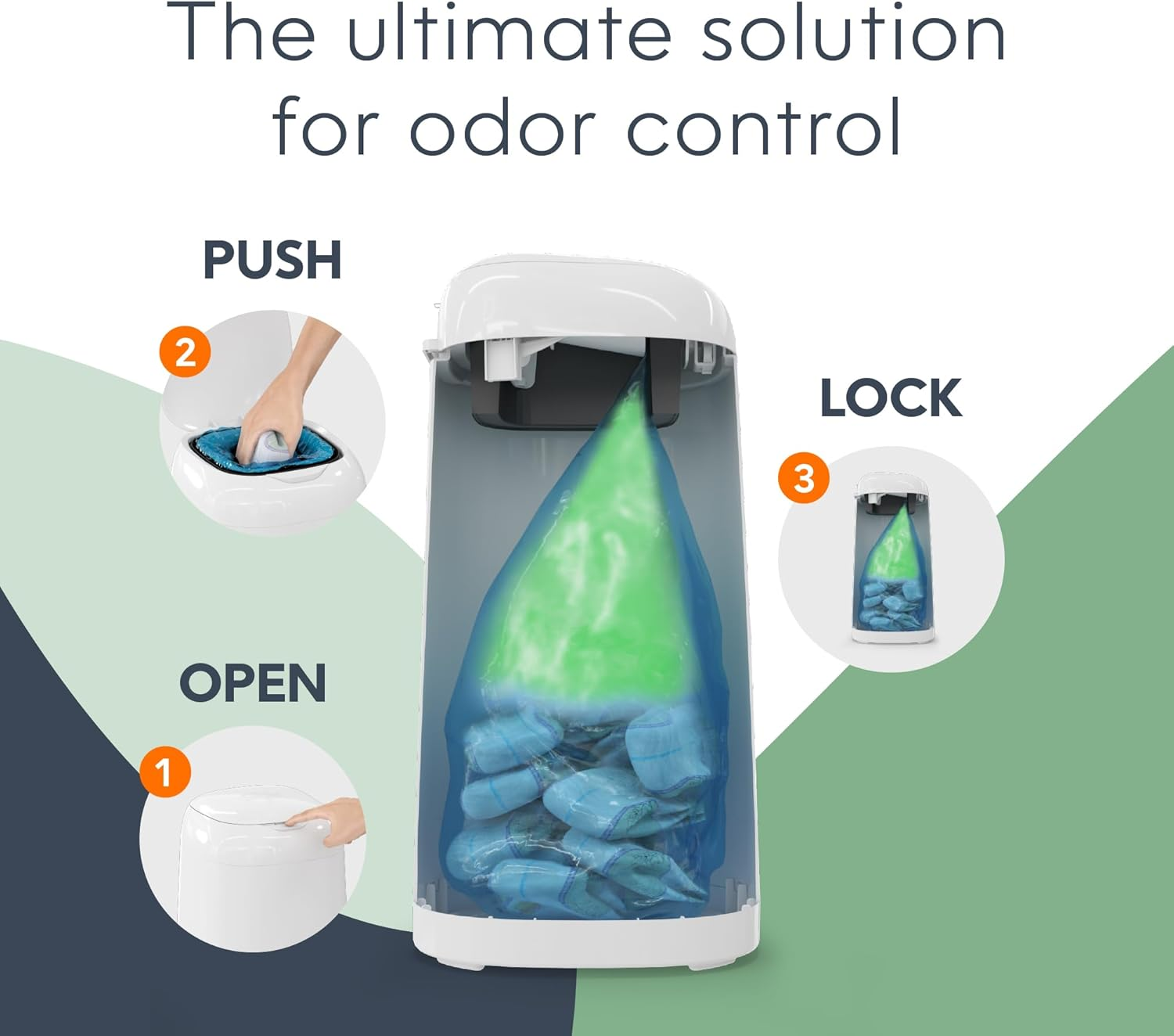 Diaper Genie Classic Gift Set | Baby Registry Must-Have | Odor Control with Push-N-Lock | Refill Supply for up to 1,245 Newborn Diapers image number 6