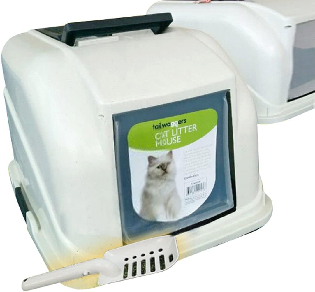 Salesbay Portable Hooded Cat Toilet Litter Box Tray House with Handle and Scoop