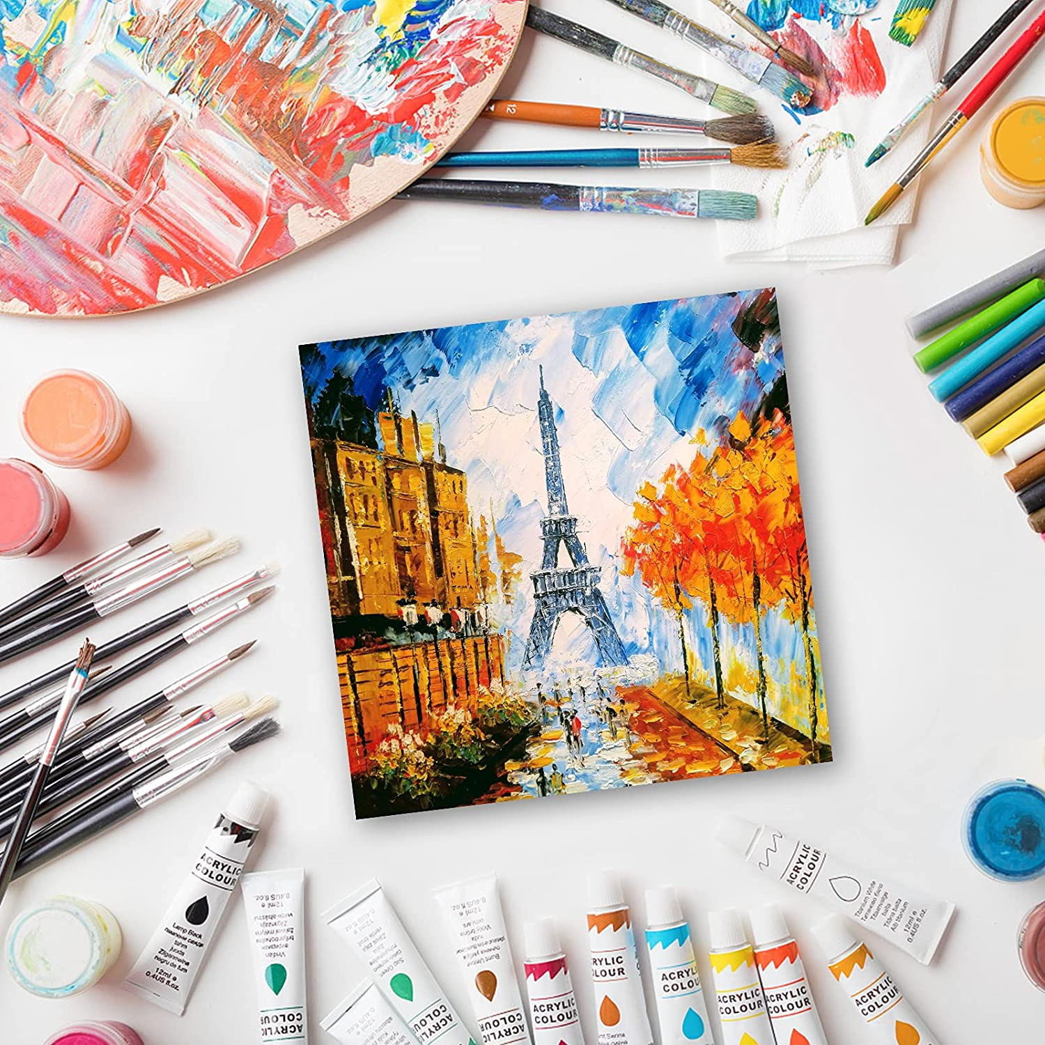 10 Packs Blank Canvas Panels Board 20 X 20 Cm(8" X 8"), 100% Cotton for Acrylic Painting, Oil Paint & Wet Water Art Media, Canvases for Professional Artist, Hobby Painters & Beginners image number 2