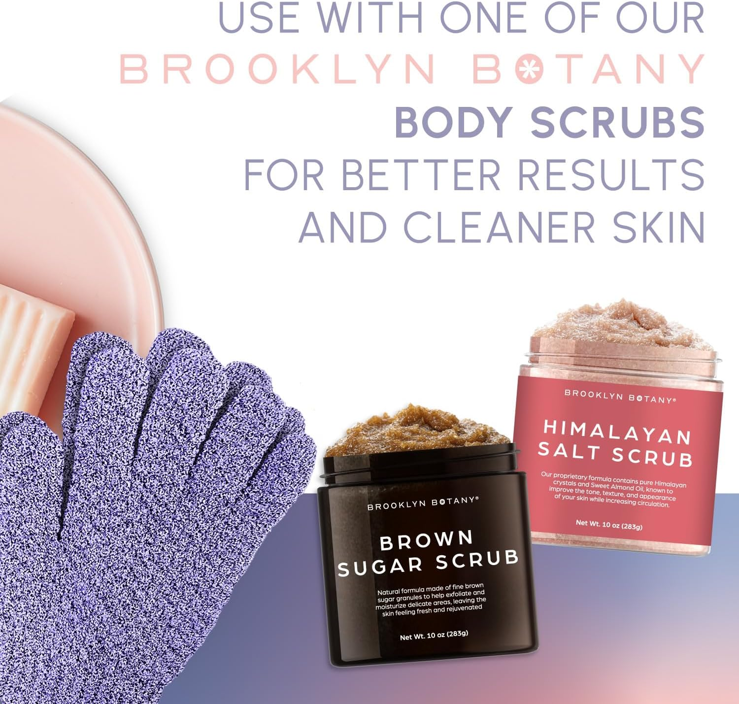 Brooklyn Botany Exfoliating Gloves for Bath and Shower &ndash; Heavy Duty Exfoliating Body Scrubber for Massage and Dead Skin Remover for Body &ndash; 1 Pair image number 2