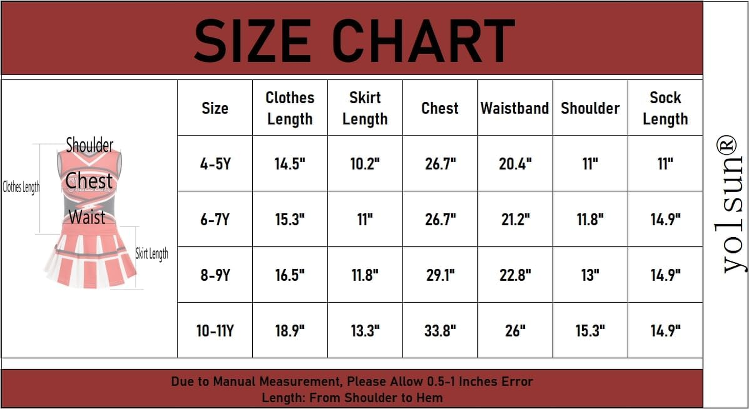 Yolsun Cheerleader Outfit for Girls,Cheerleader Costume for Girls Cheer up Halloween Cosplay Party Gifts image number 2